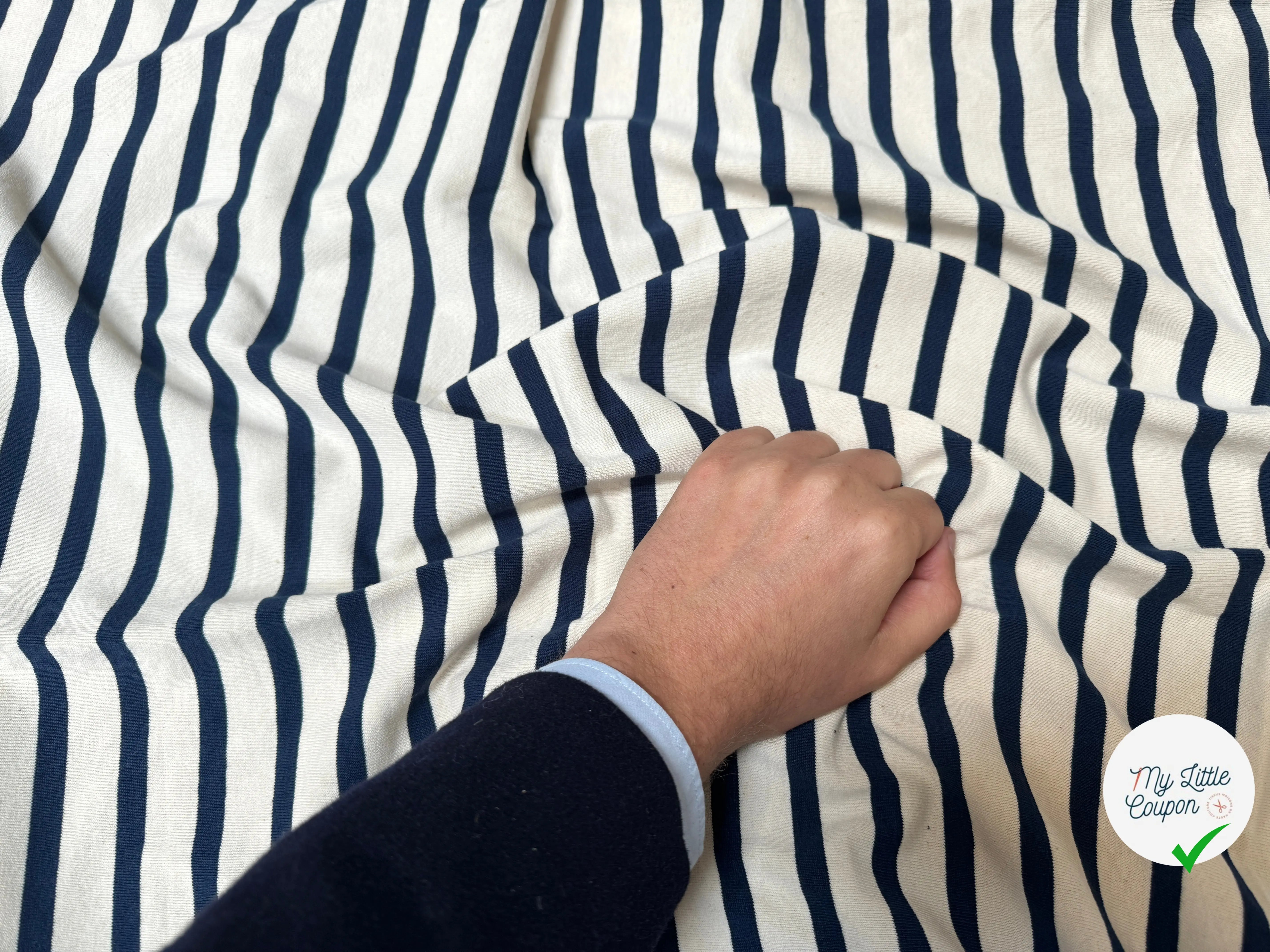 MAILLE LOURDE BLEU SUR ÉCRU FABRICATION FRANÇAISE - My Little Coupon