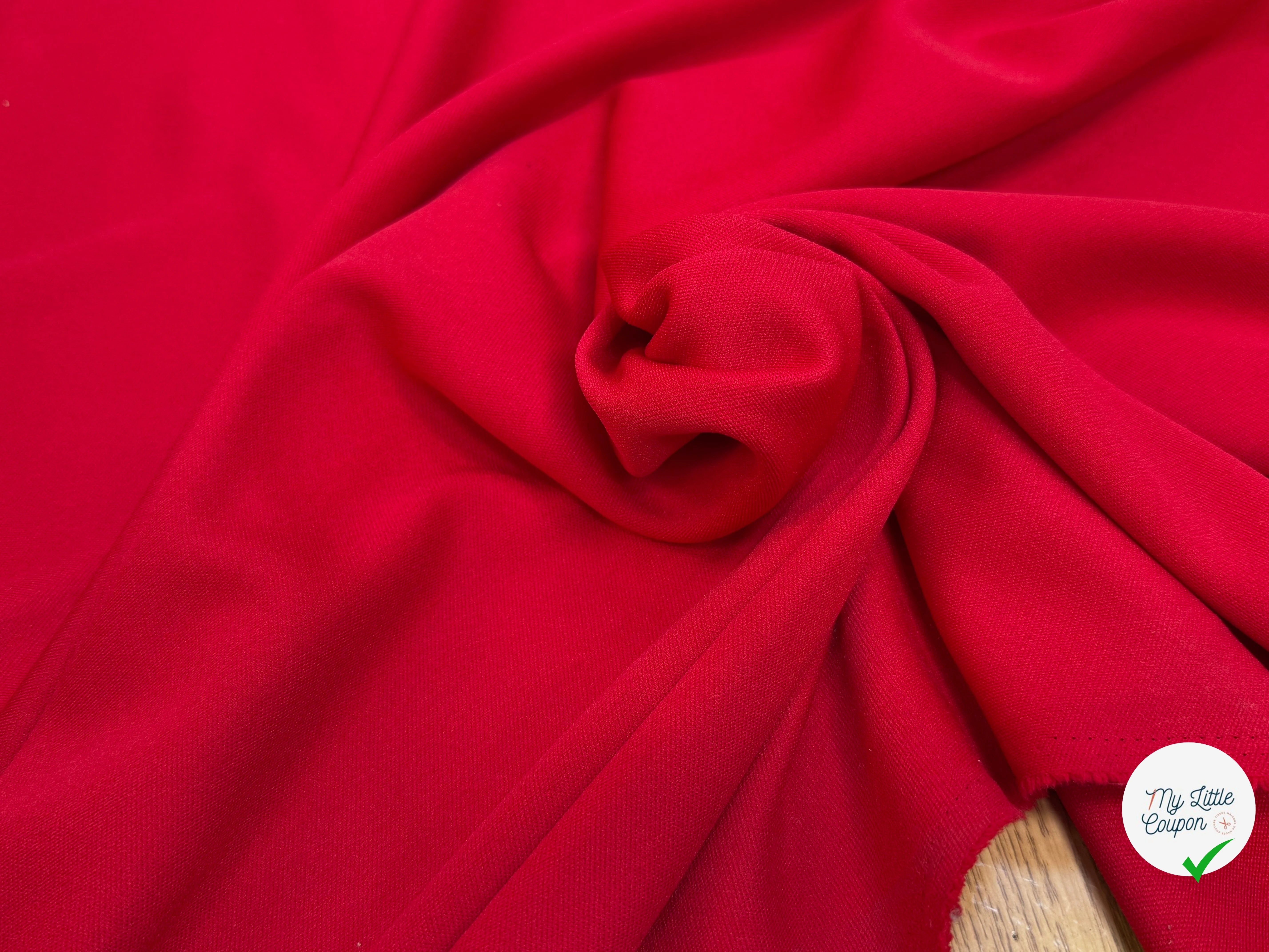 MAILLE LOURDE STRETCH ROUGE LÉGÈREMENT CREPÉE - My Little Coupon