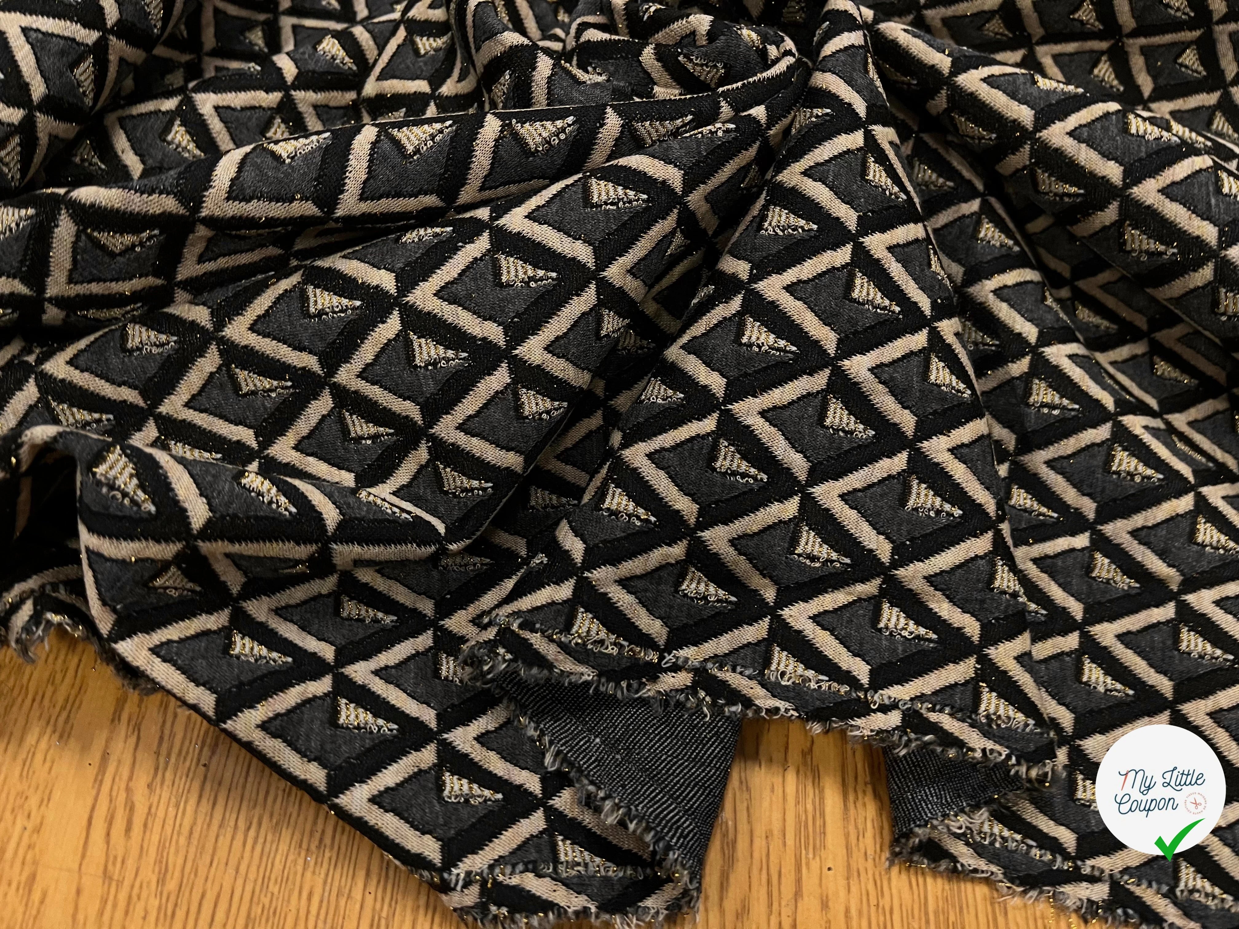 MAILLE MILANO 24% VISCOSE FIL OR MOTIF GÉOMETRIQUE - My Little Coupon