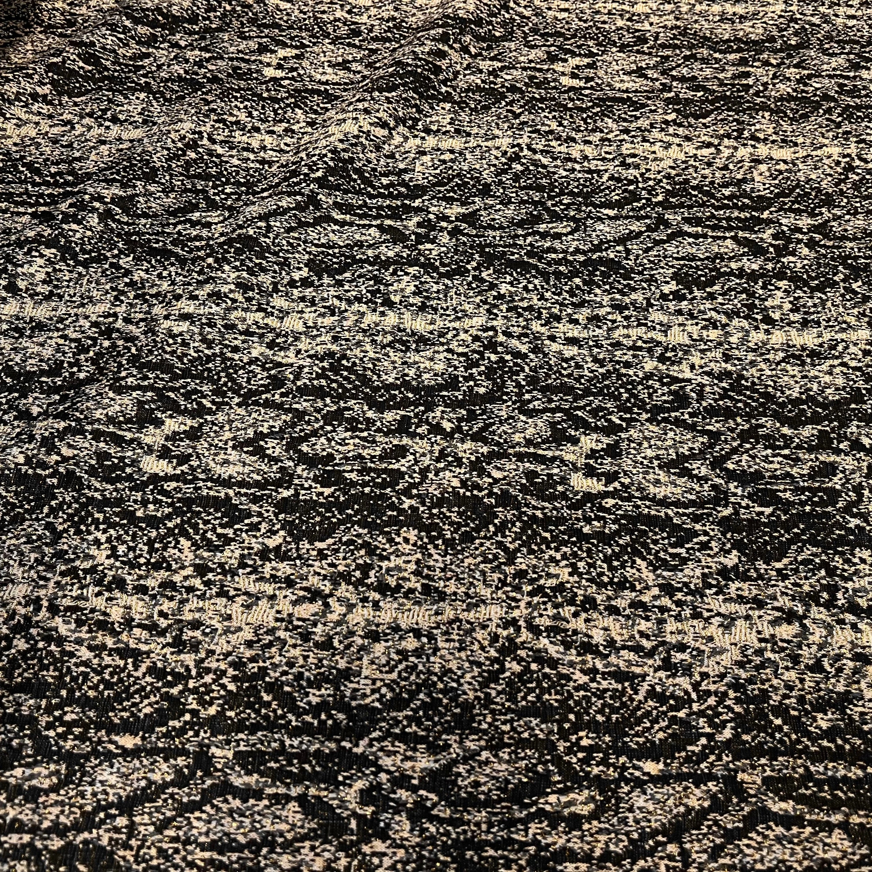 MAILLE MILANO 25% VISCOSE MOTIF ÉFFET LÉOPARD NOIR&BEIGE FIL OR - My Little Coupon