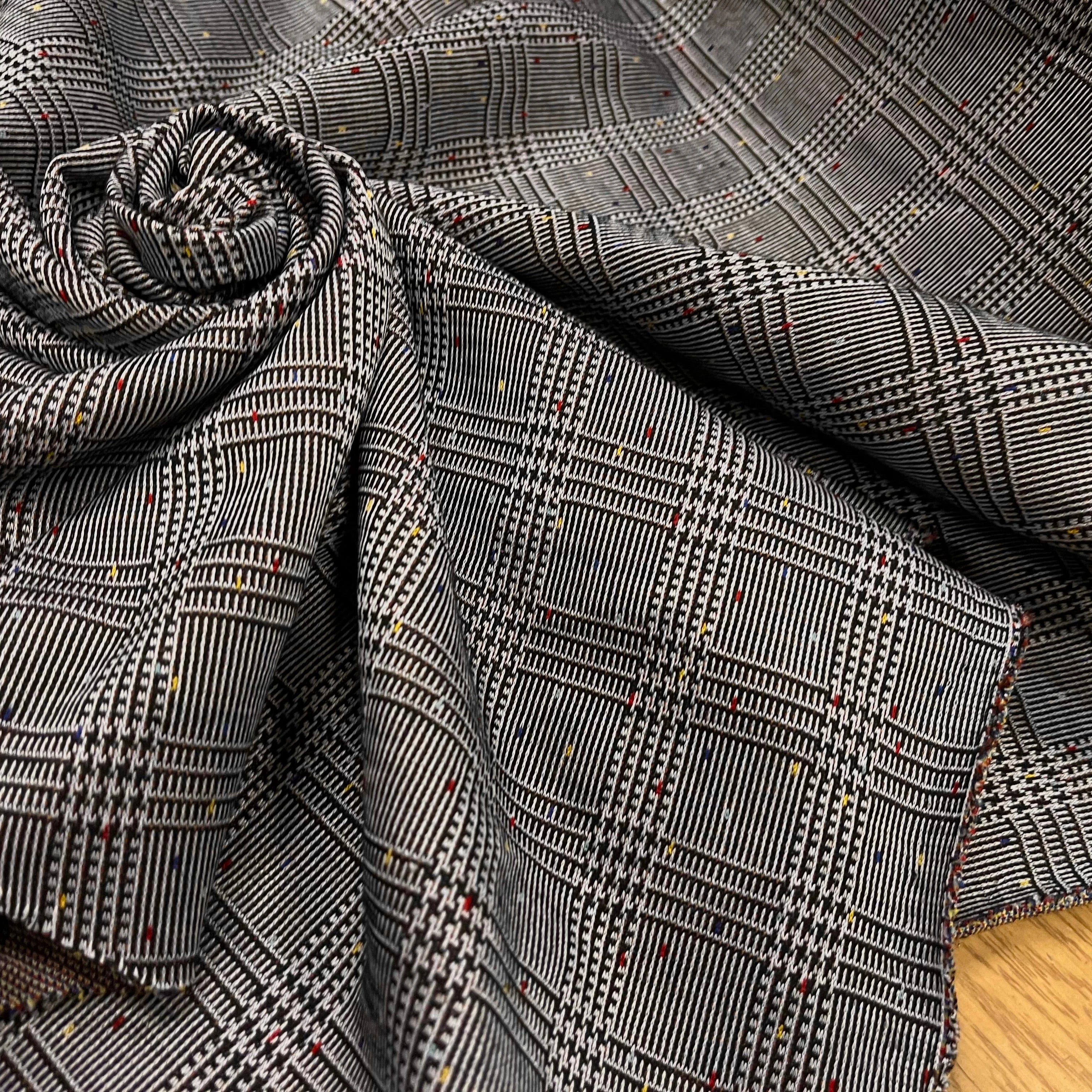 MAILLE MILANO PRINCE DE GALLE AVEC POIS MULTICOLORES STRETCH - My Little Coupon