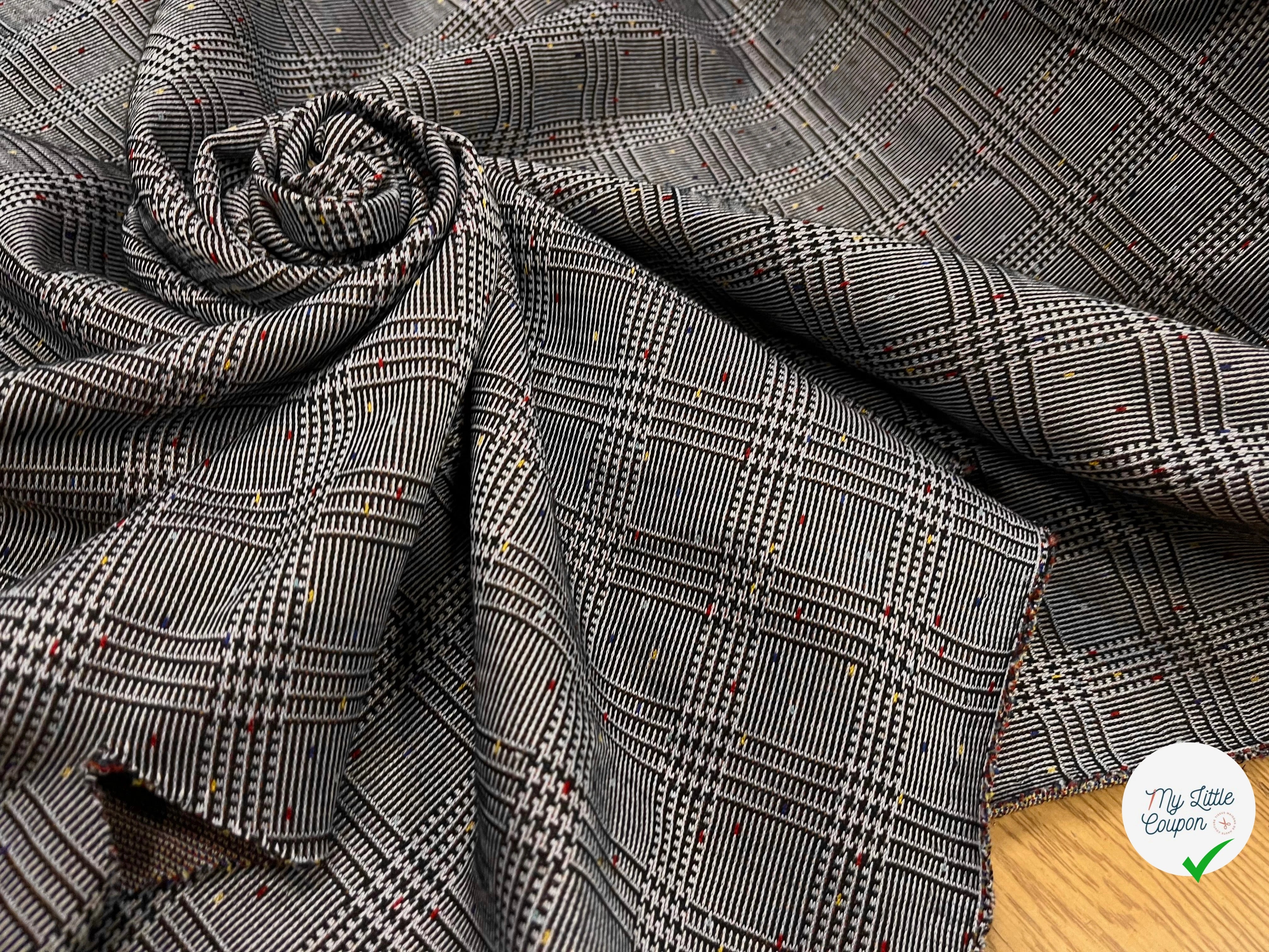 MAILLE MILANO PRINCE DE GALLE AVEC POIS MULTICOLORES STRETCH - My Little Coupon