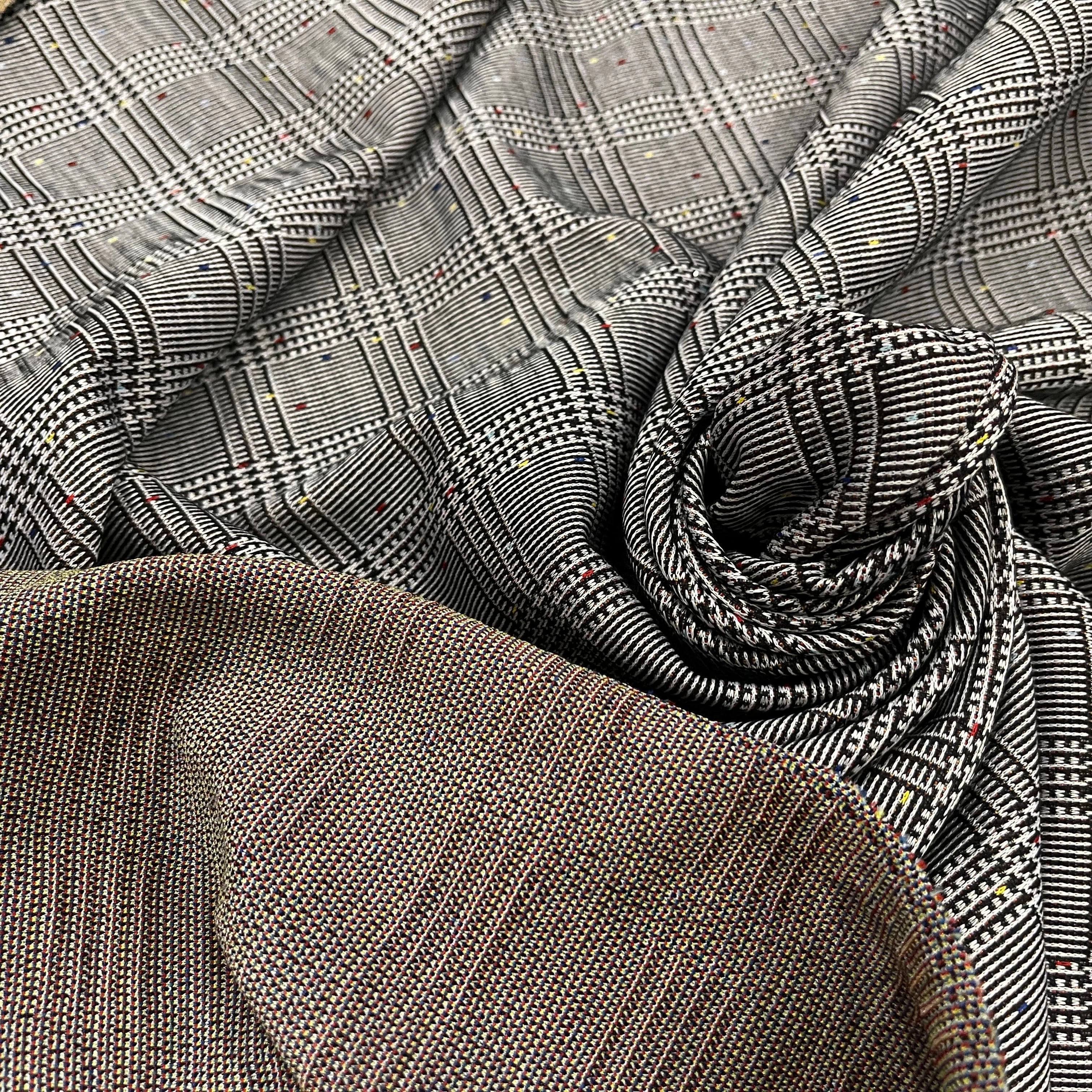 MAILLE MILANO PRINCE DE GALLE AVEC POIS MULTICOLORES STRETCH - My Little Coupon