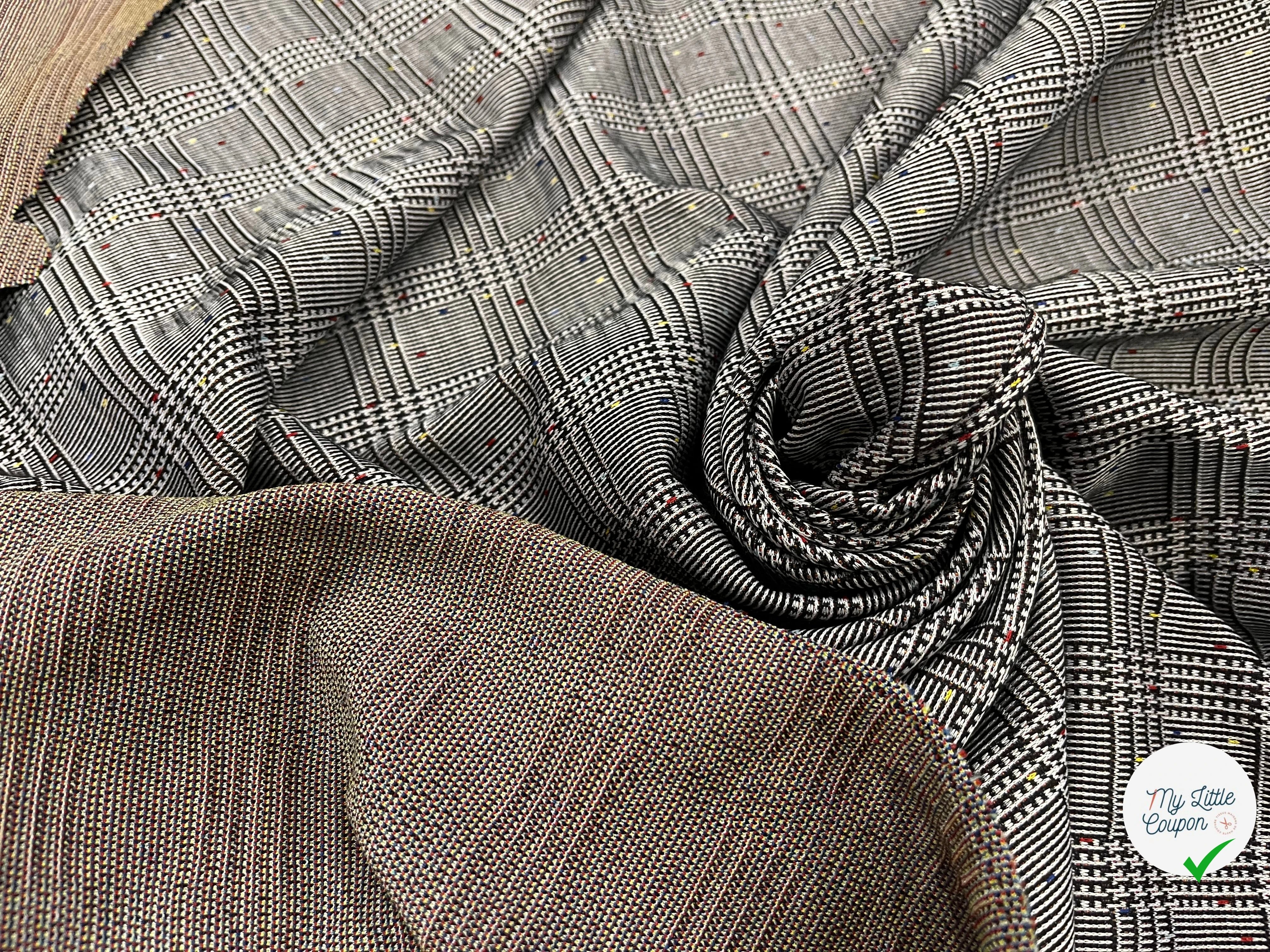 MAILLE MILANO PRINCE DE GALLE AVEC POIS MULTICOLORES STRETCH - My Little Coupon