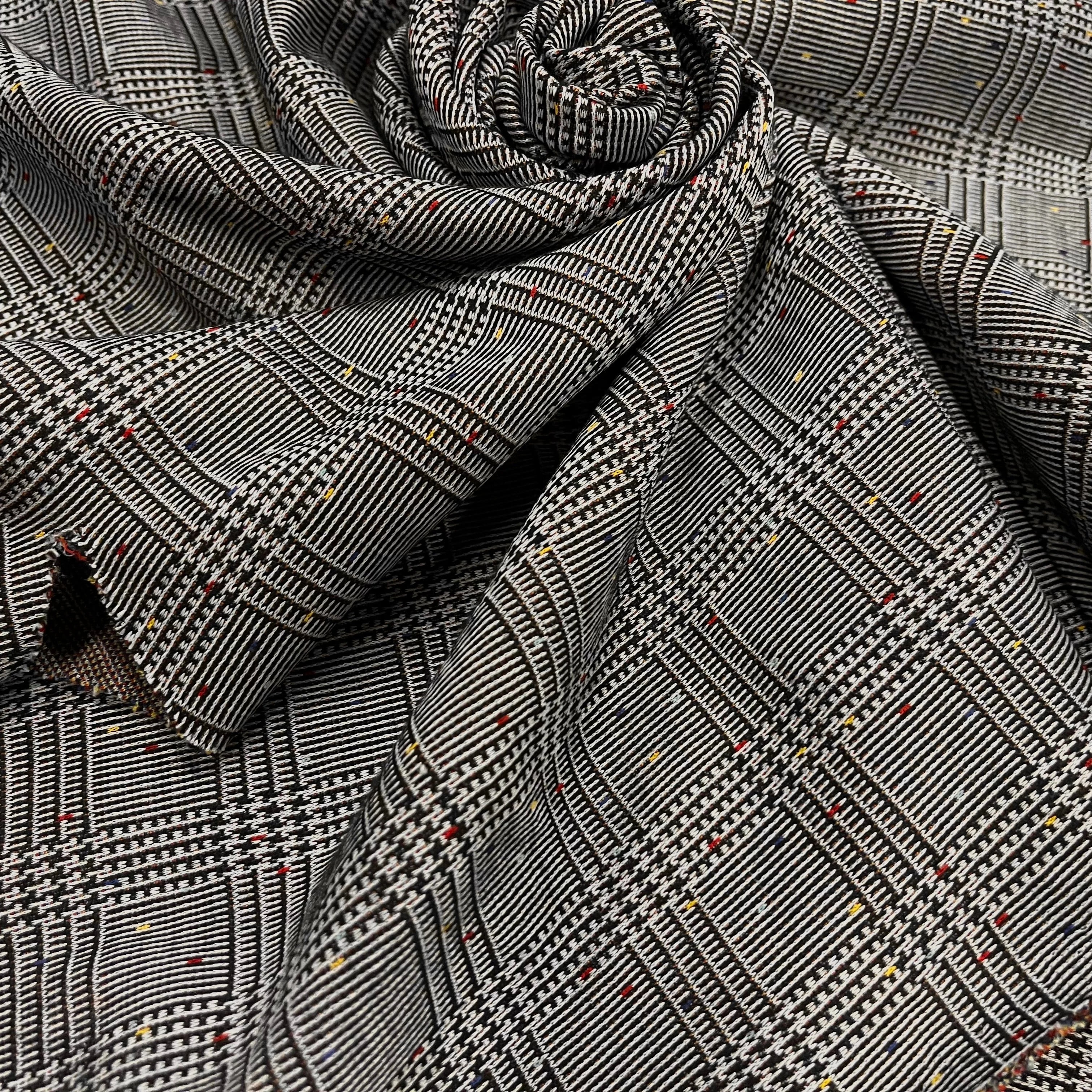 MAILLE MILANO PRINCE DE GALLE AVEC POIS MULTICOLORES STRETCH - My Little Coupon