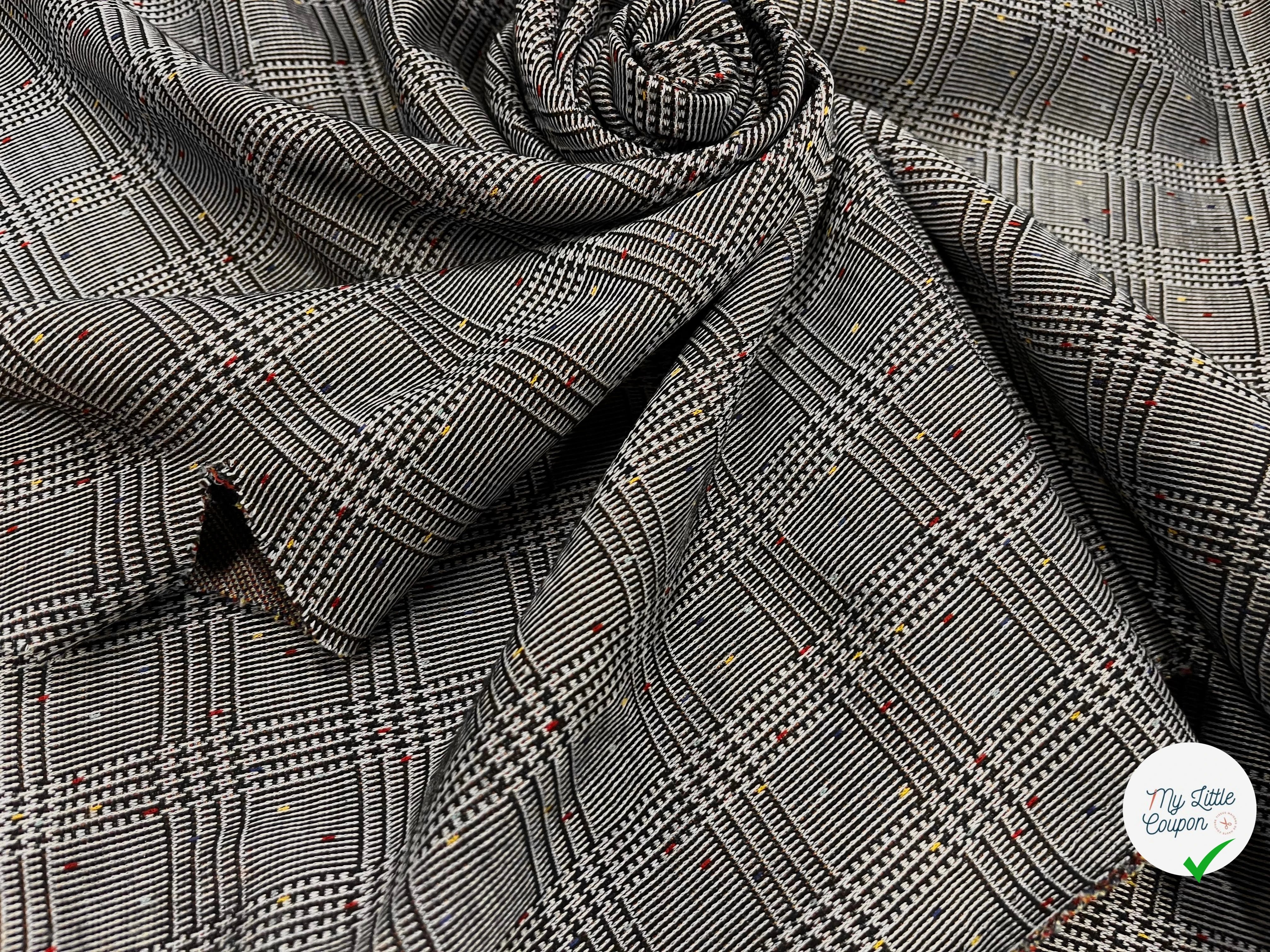 MAILLE MILANO PRINCE DE GALLE AVEC POIS MULTICOLORES STRETCH - My Little Coupon