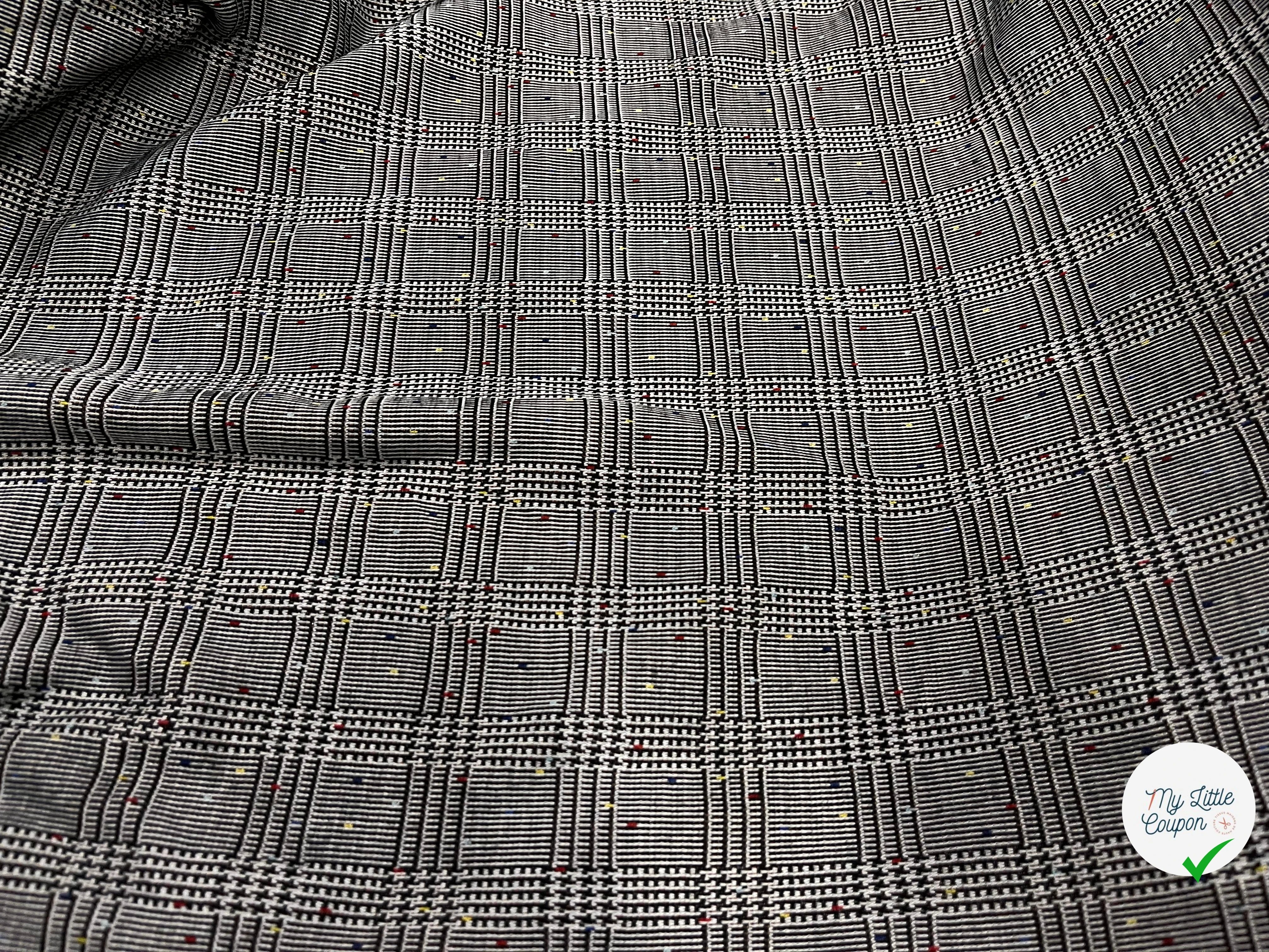 MAILLE MILANO PRINCE DE GALLE AVEC POIS MULTICOLORES STRETCH - My Little Coupon