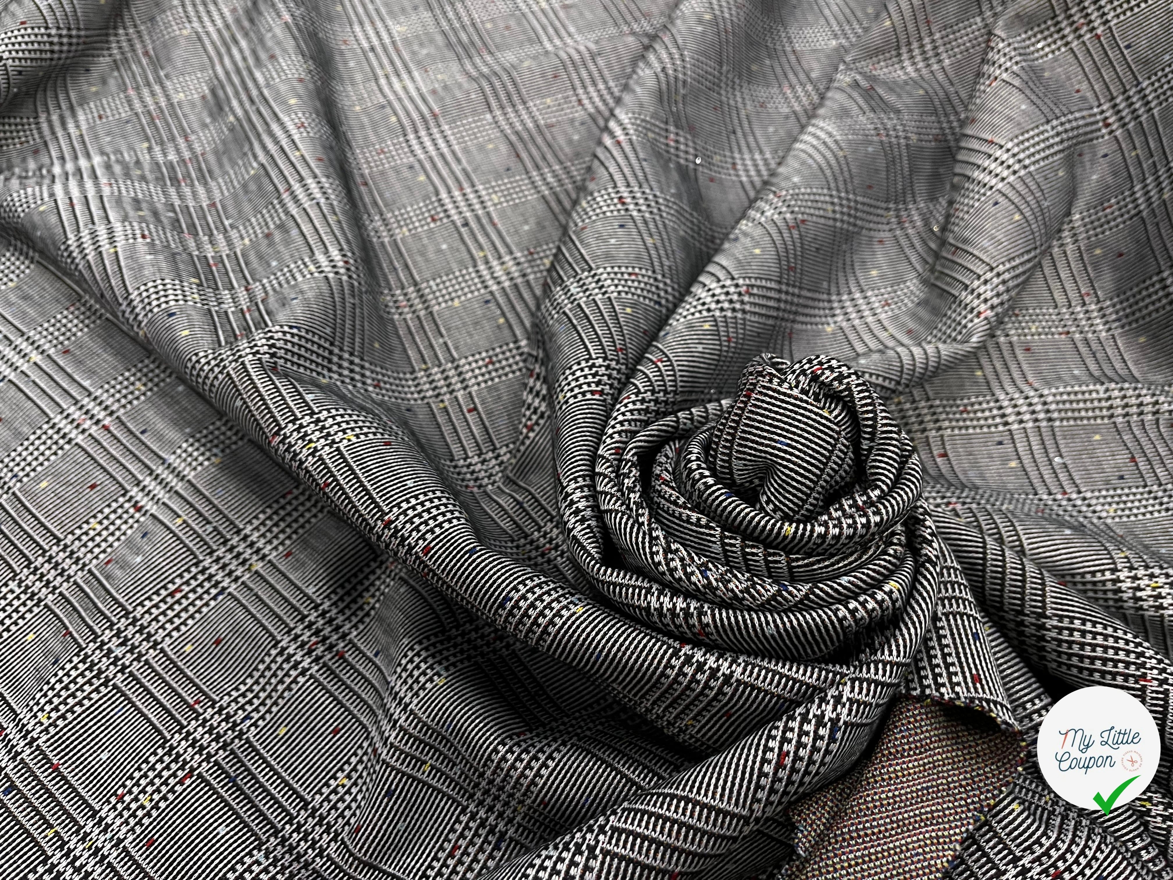 MAILLE MILANO PRINCE DE GALLE AVEC POIS MULTICOLORES STRETCH - My Little Coupon