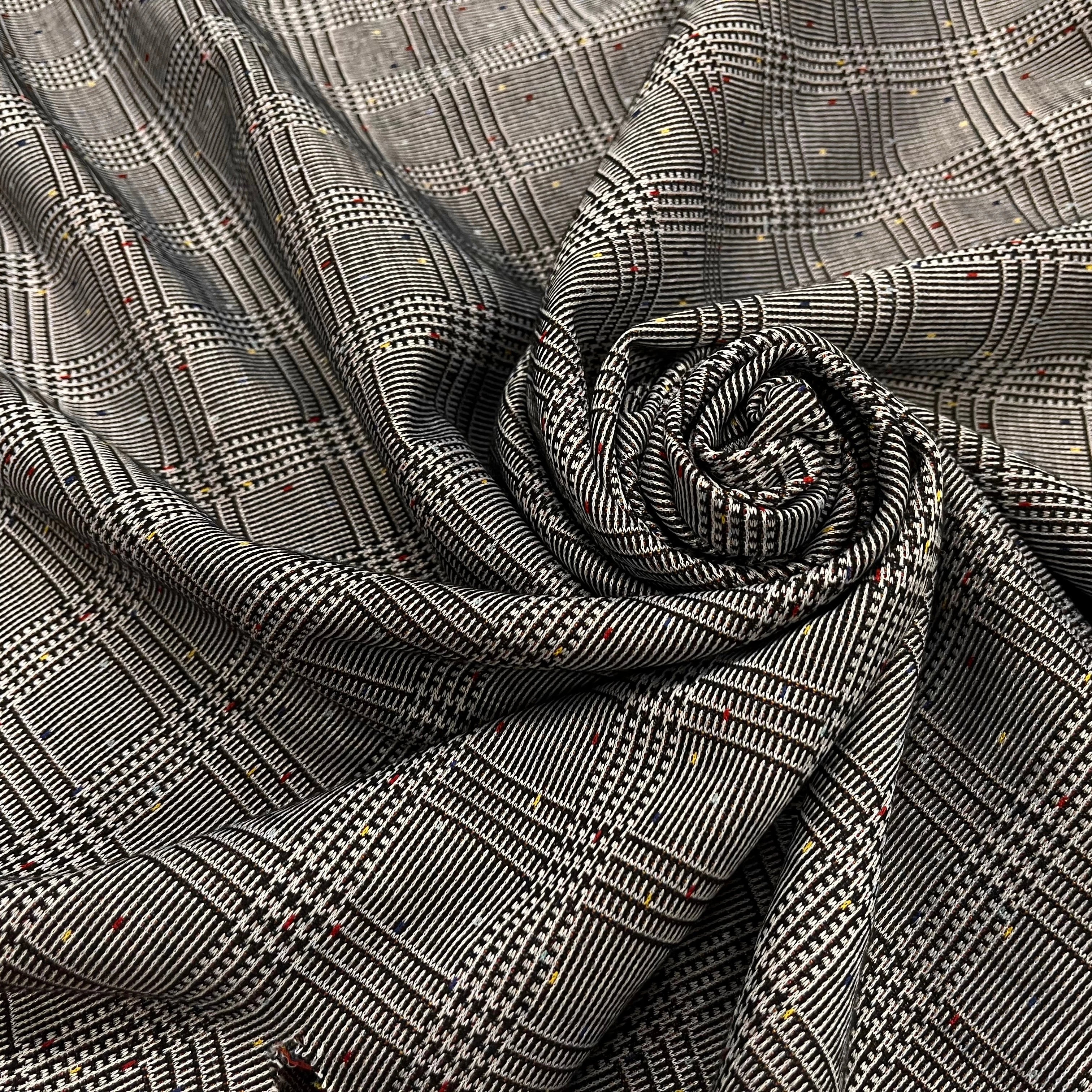 MAILLE MILANO PRINCE DE GALLE AVEC POIS MULTICOLORES STRETCH - My Little Coupon