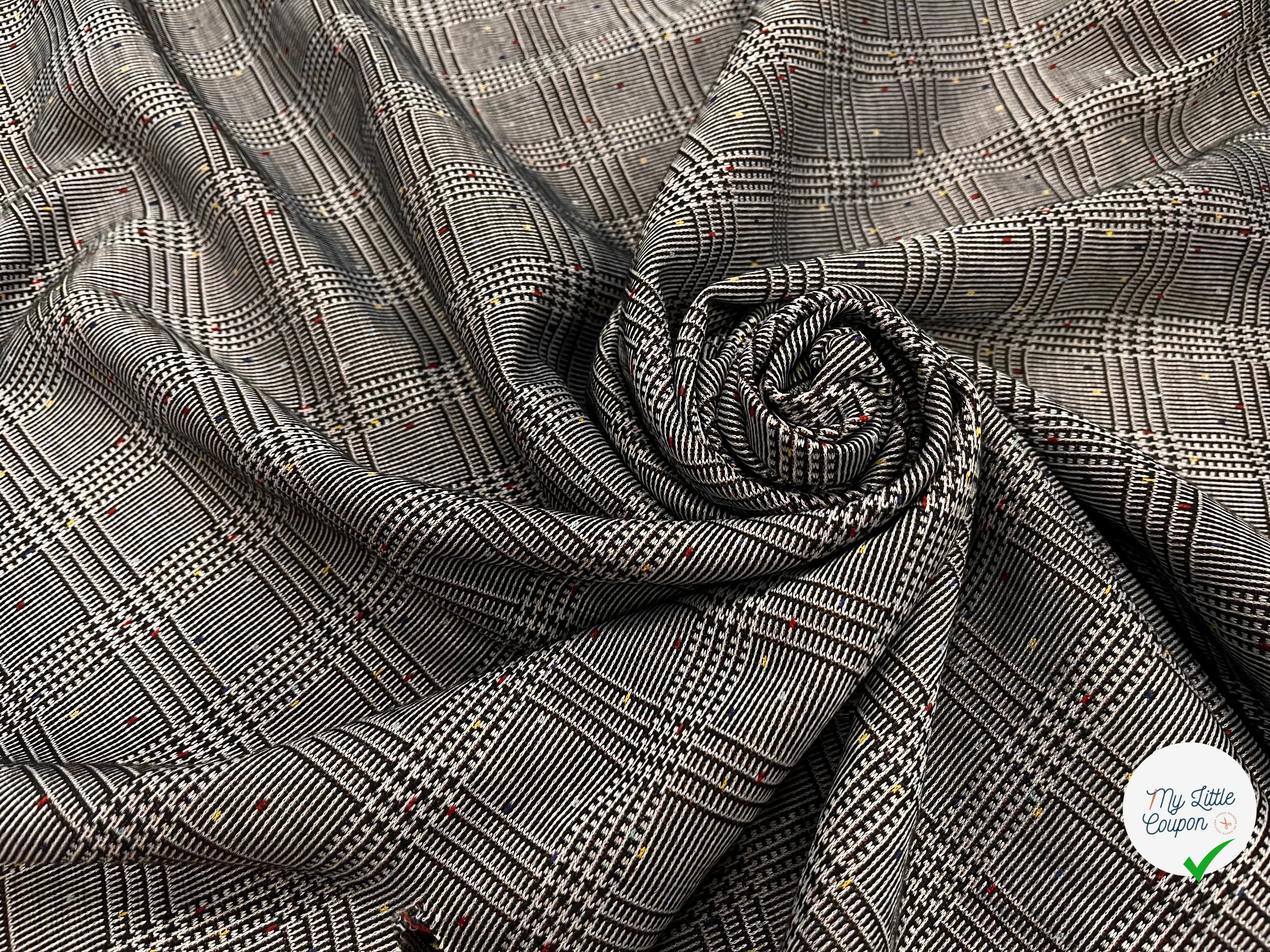 MAILLE MILANO PRINCE DE GALLE AVEC POIS MULTICOLORES STRETCH - My Little Coupon