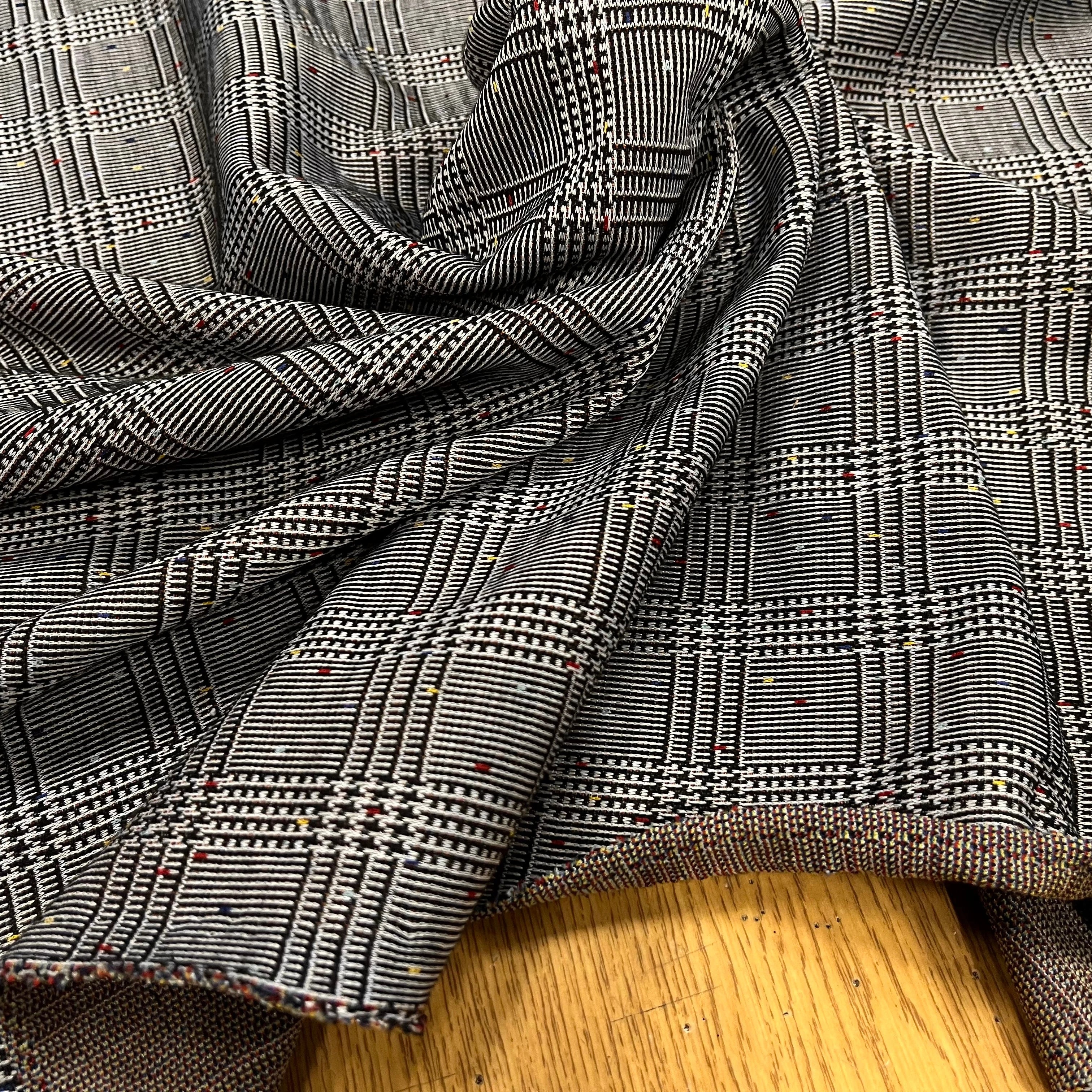 MAILLE MILANO PRINCE DE GALLE AVEC POIS MULTICOLORES STRETCH - My Little Coupon