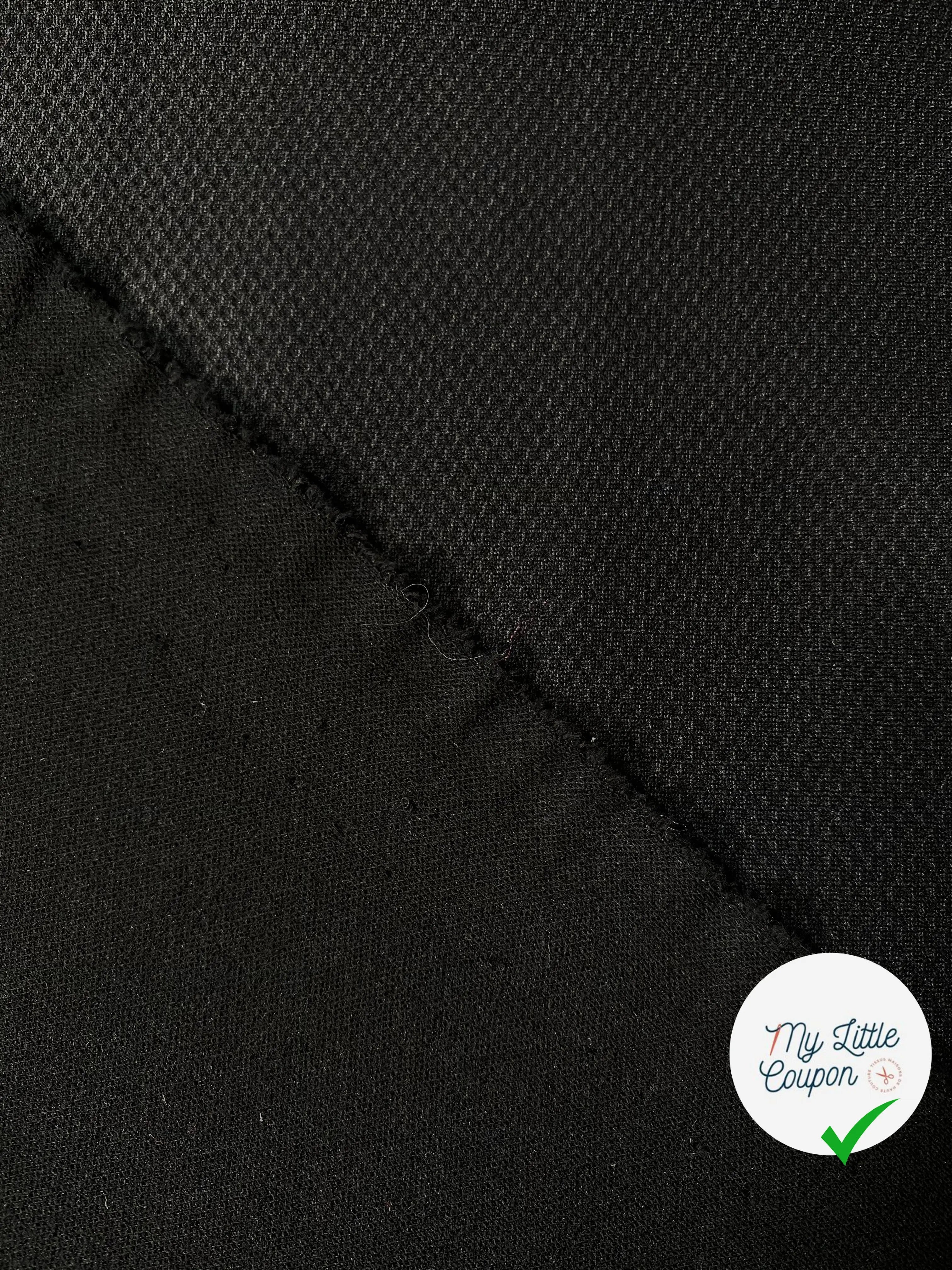 MAILLE PIQUÉE NID D’ABEILLE NOIRE - My Little Coupon - tissu - coudre