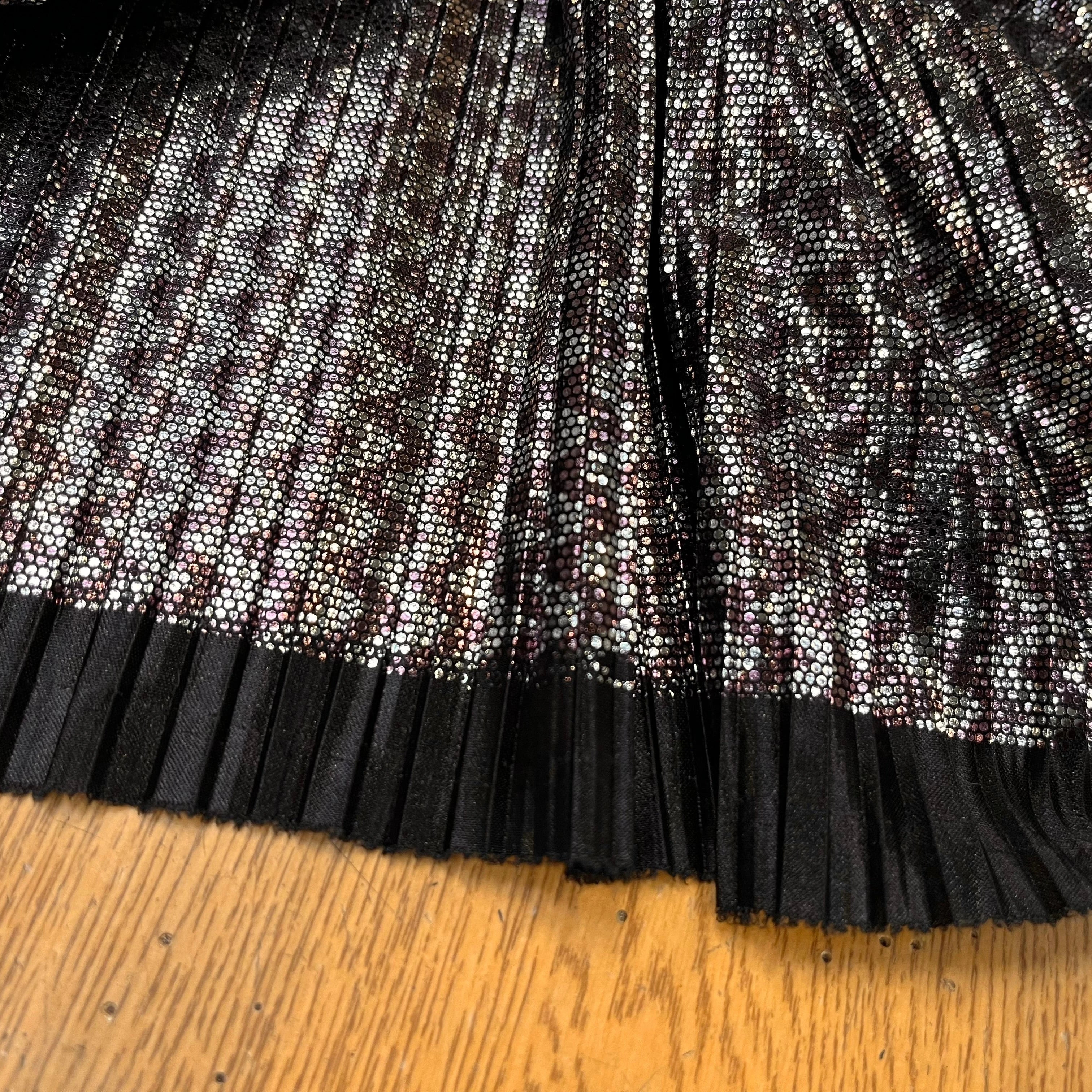 MAILLE PLISSÉ STRECH POLYESTER NOIR ET ARGENTÉ - My Little Coupon