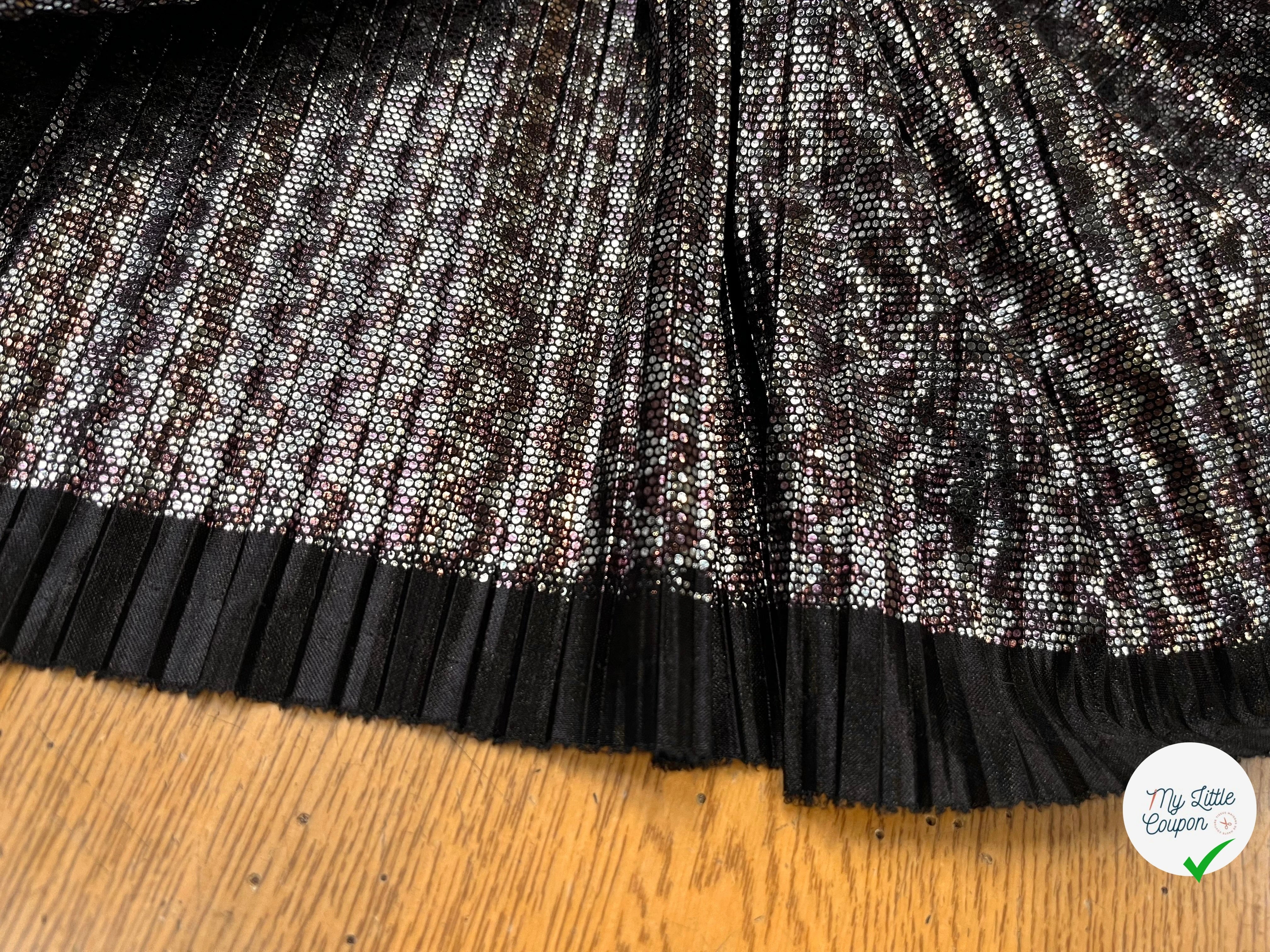 MAILLE PLISSÉ STRECH POLYESTER NOIR ET ARGENTÉ - My Little Coupon