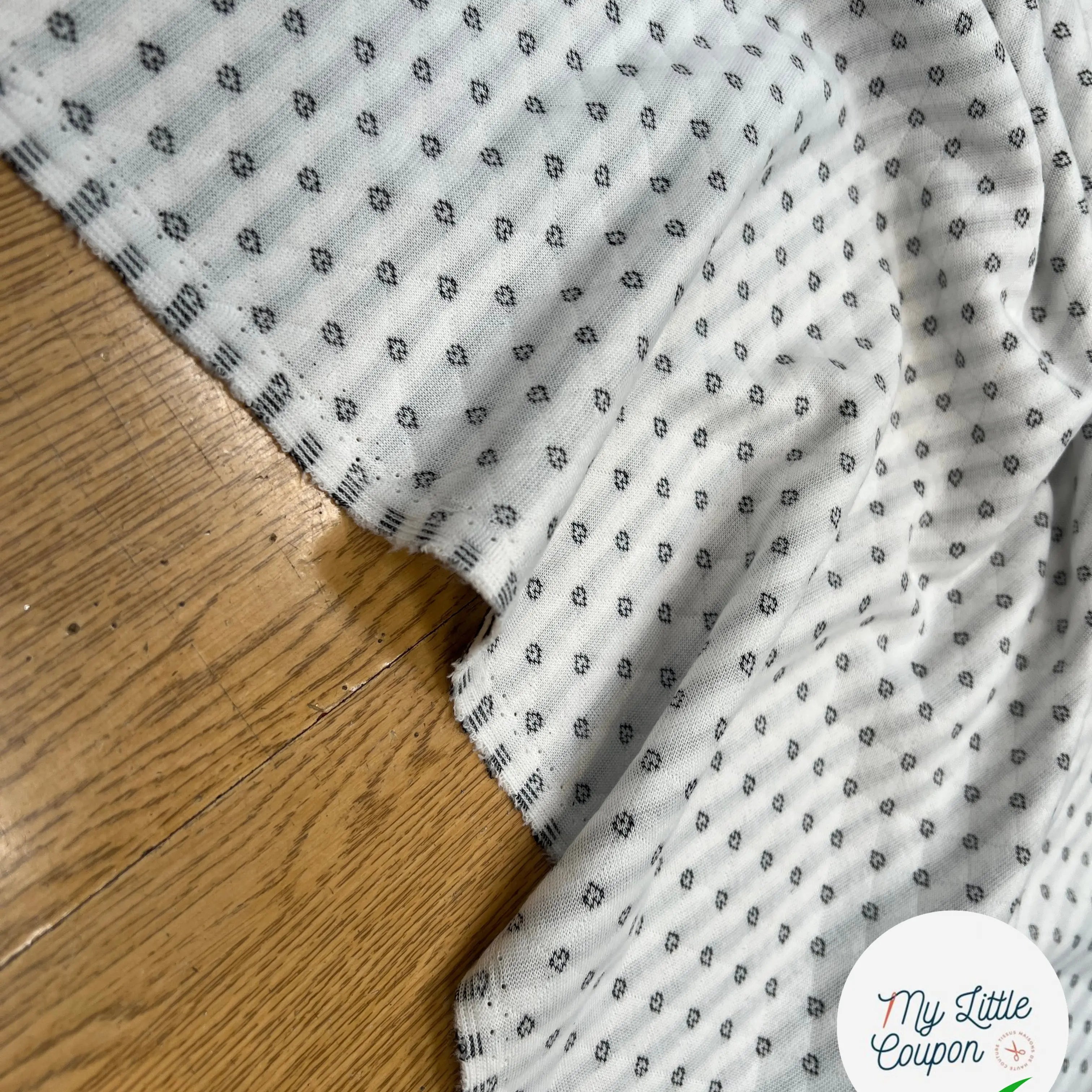 MAILLE POLYCOTON PETIT COEUR ENVERS RAYURES ECRU - My Little Coupon