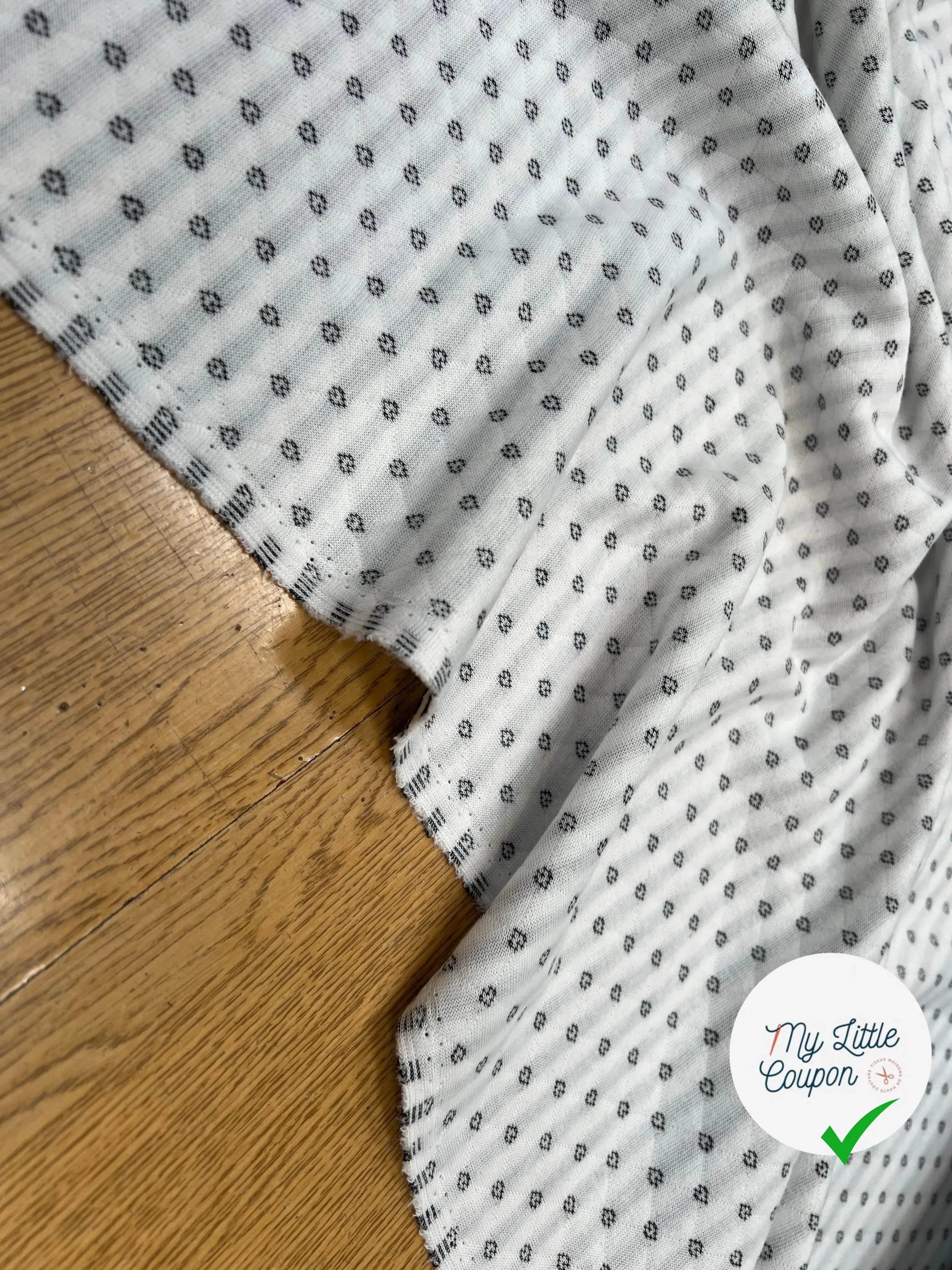 MAILLE POLYCOTON PETIT COEUR ENVERS RAYURES ECRU - My Little Coupon