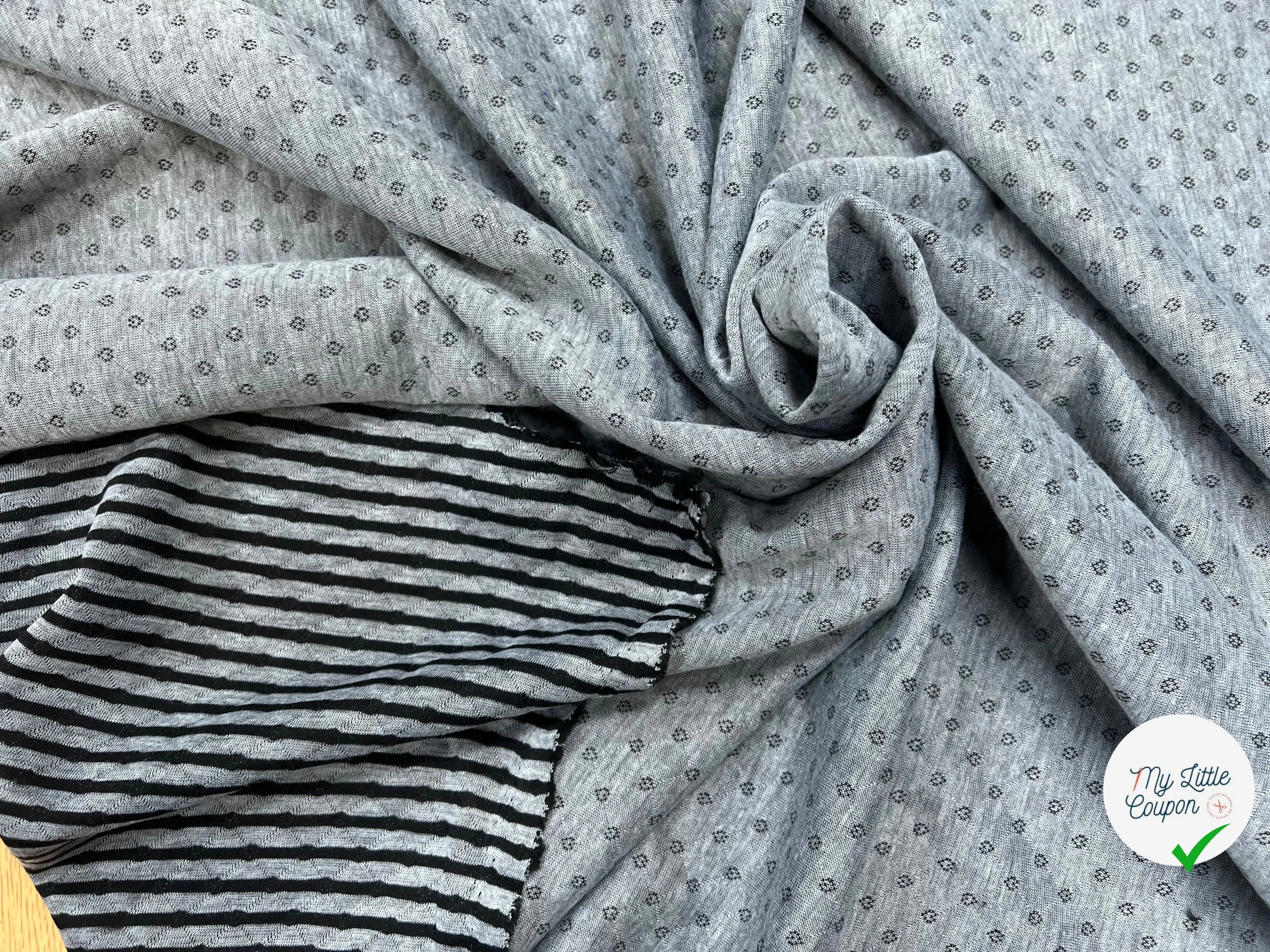 MAILLE POLYCOTON PETIT COEUR ENVERS RAYURES GRIS - My Little Coupon