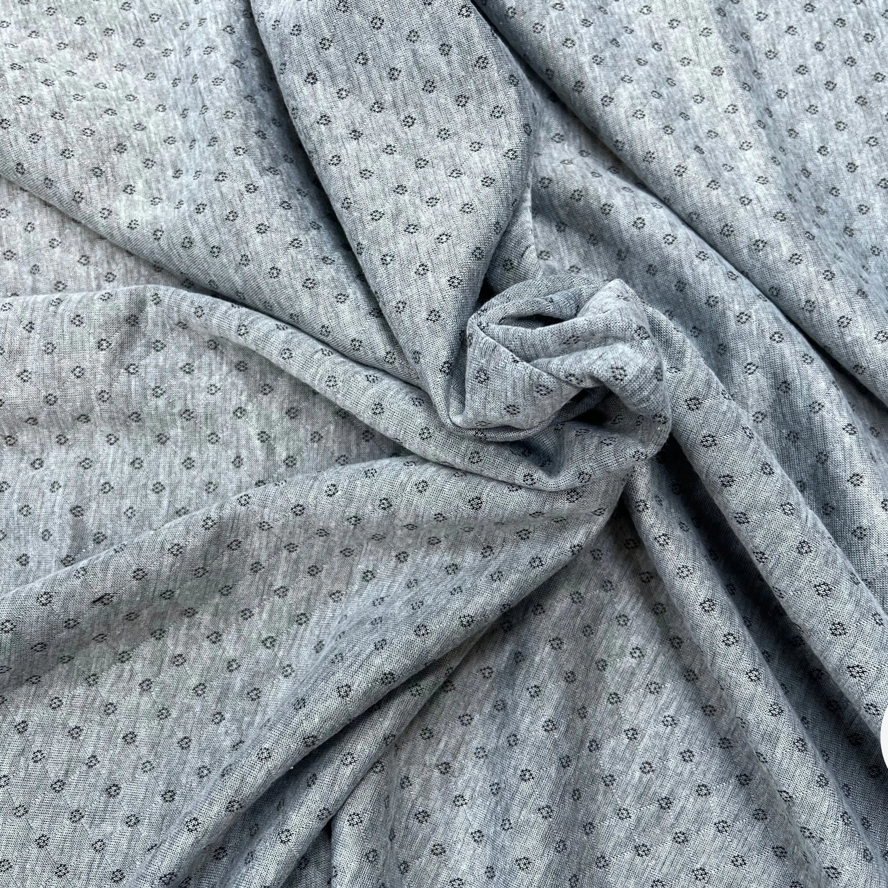 MAILLE POLYCOTON PETIT COEUR ENVERS RAYURES GRIS - My Little Coupon