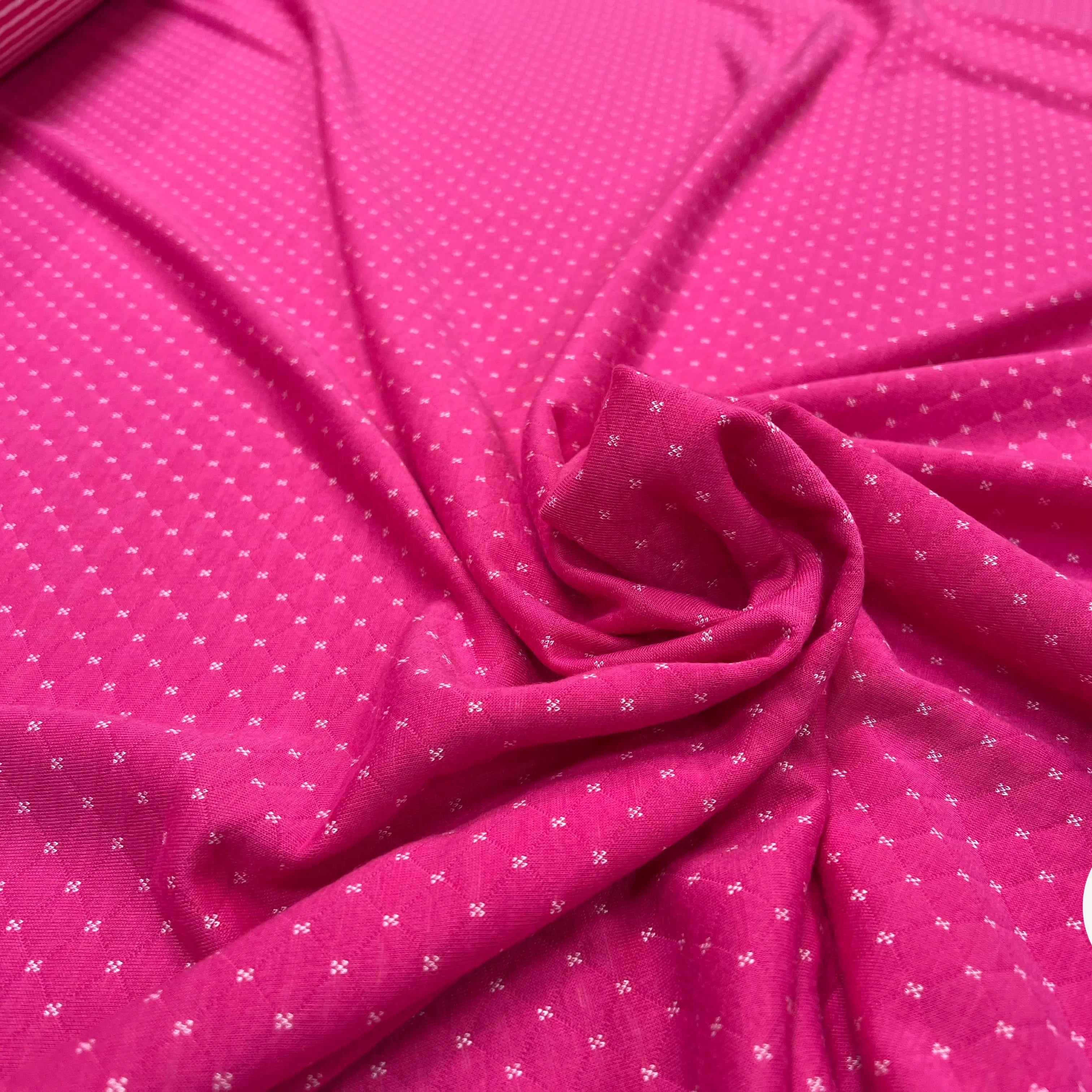 MAILLE POLYCOTON PETIT COEUR ENVERS RAYURES ROSE - My Little Coupon