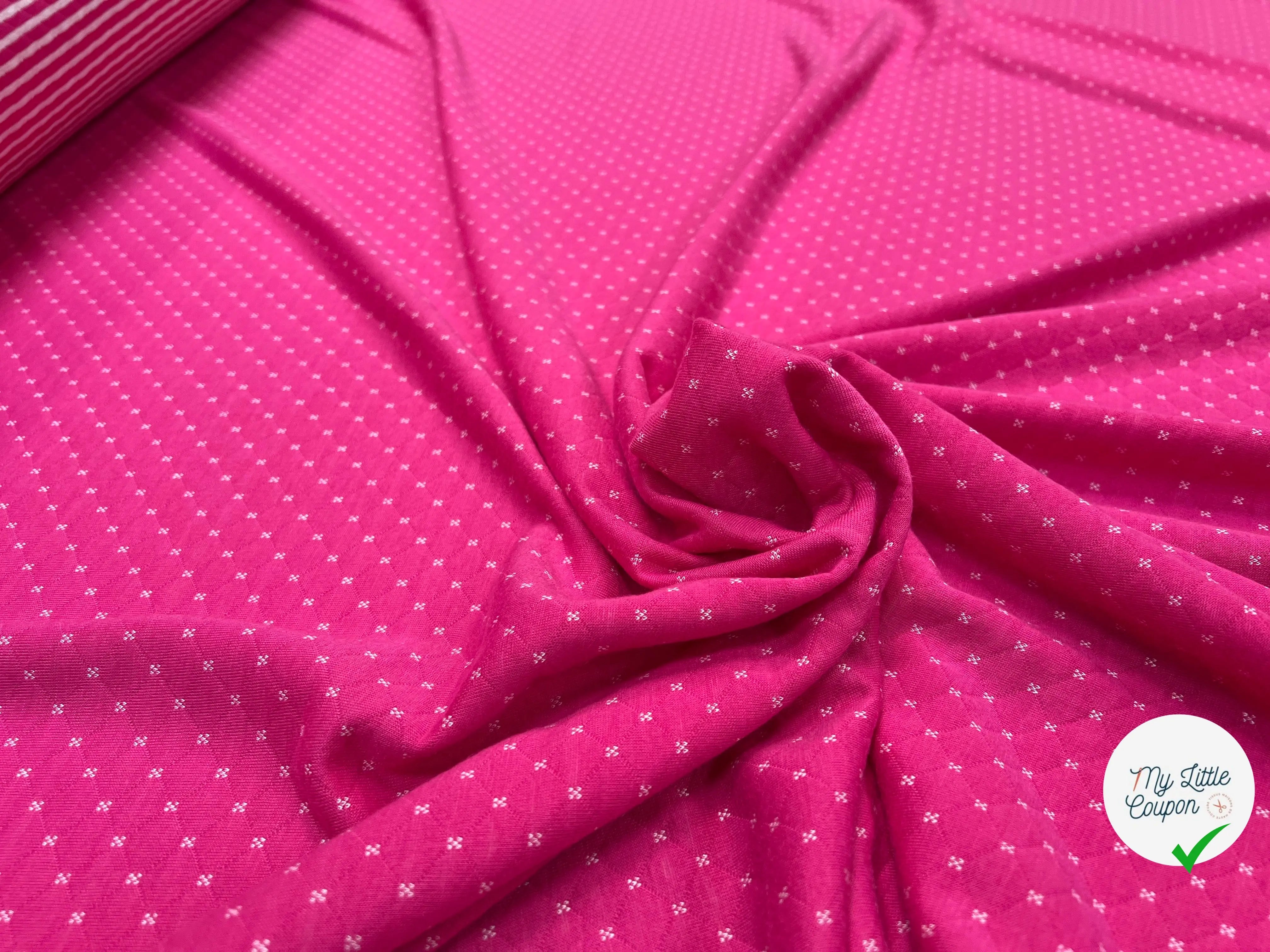 MAILLE POLYCOTON PETIT COEUR ENVERS RAYURES ROSE - My Little Coupon