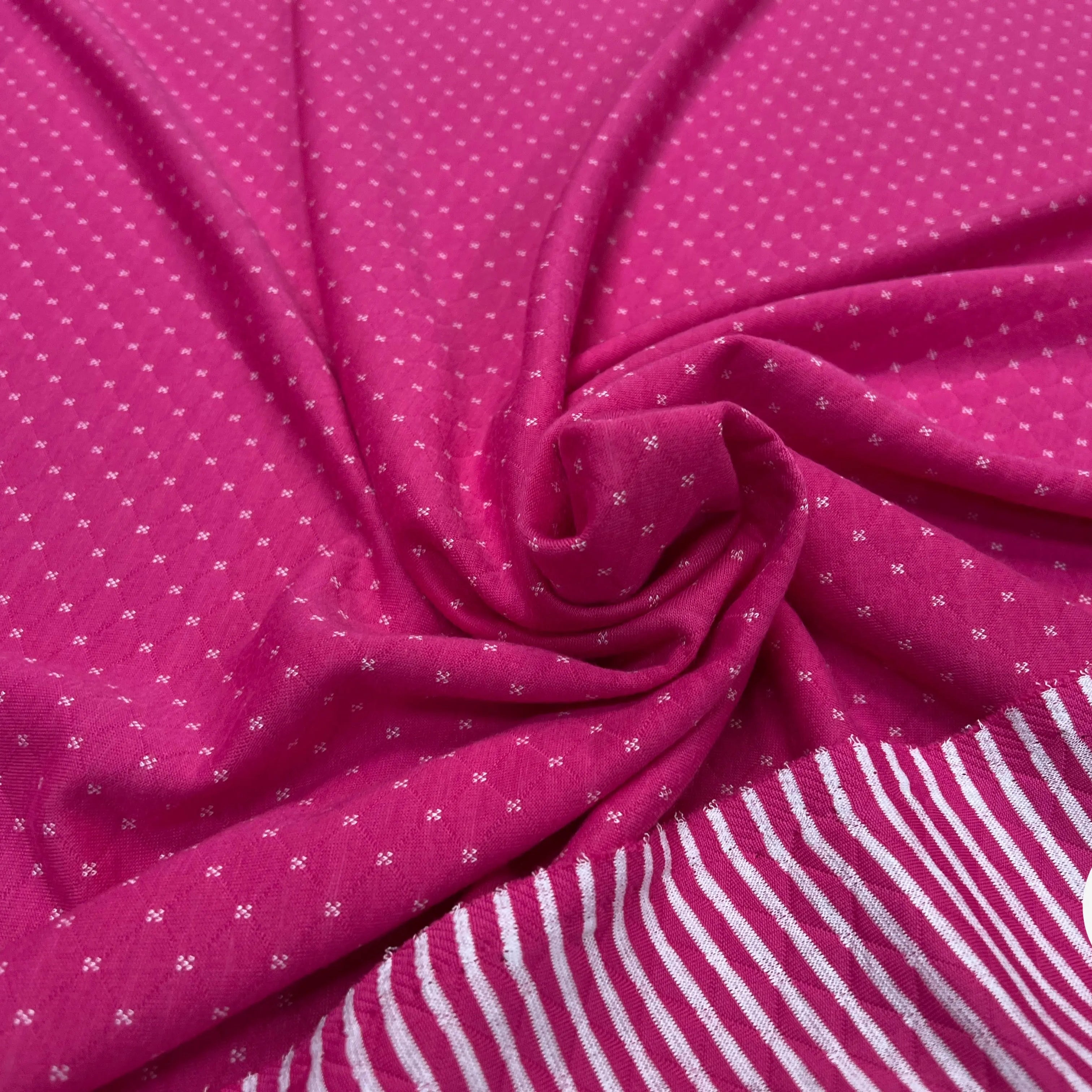 MAILLE POLYCOTON PETIT COEUR ENVERS RAYURES ROSE - My Little Coupon