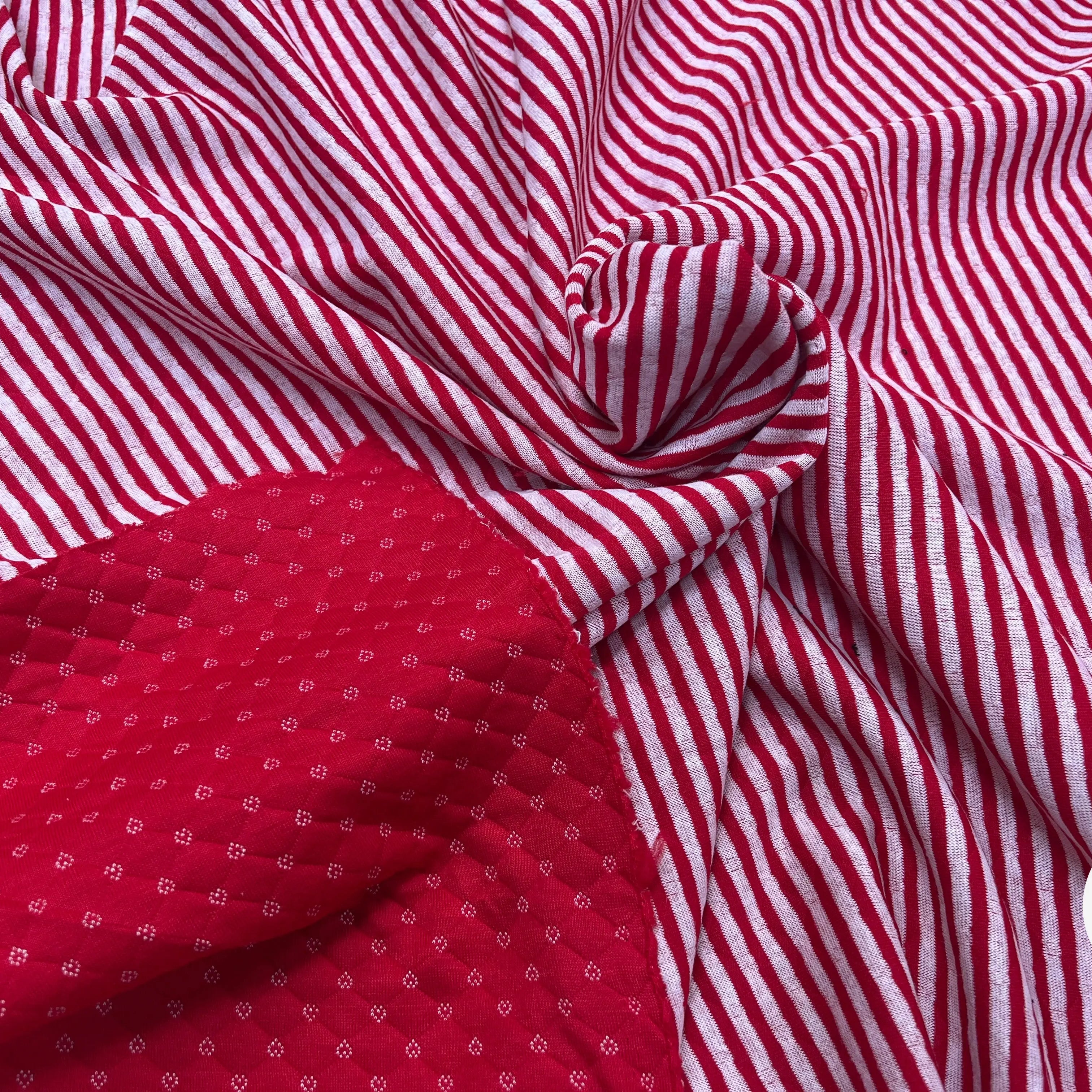 MAILLE POLYCOTON PETIT COEUR ENVERS RAYURES ROUGE - My Little Coupon