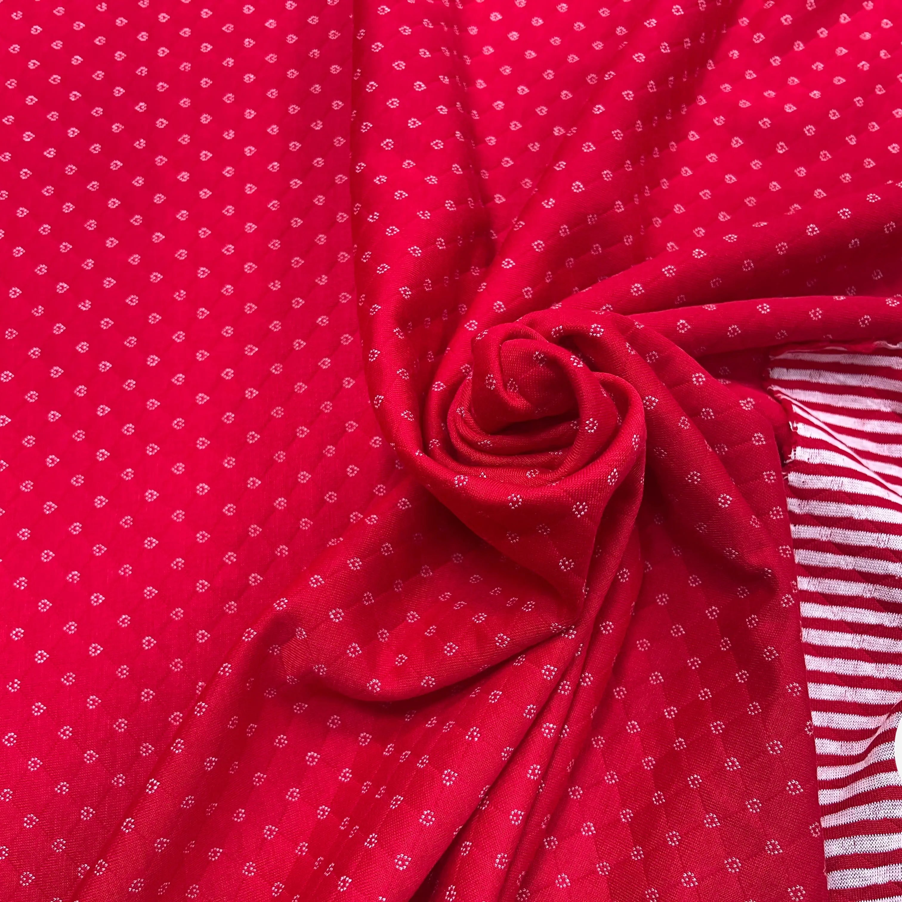 MAILLE POLYCOTON PETIT COEUR ENVERS RAYURES ROUGE - My Little Coupon