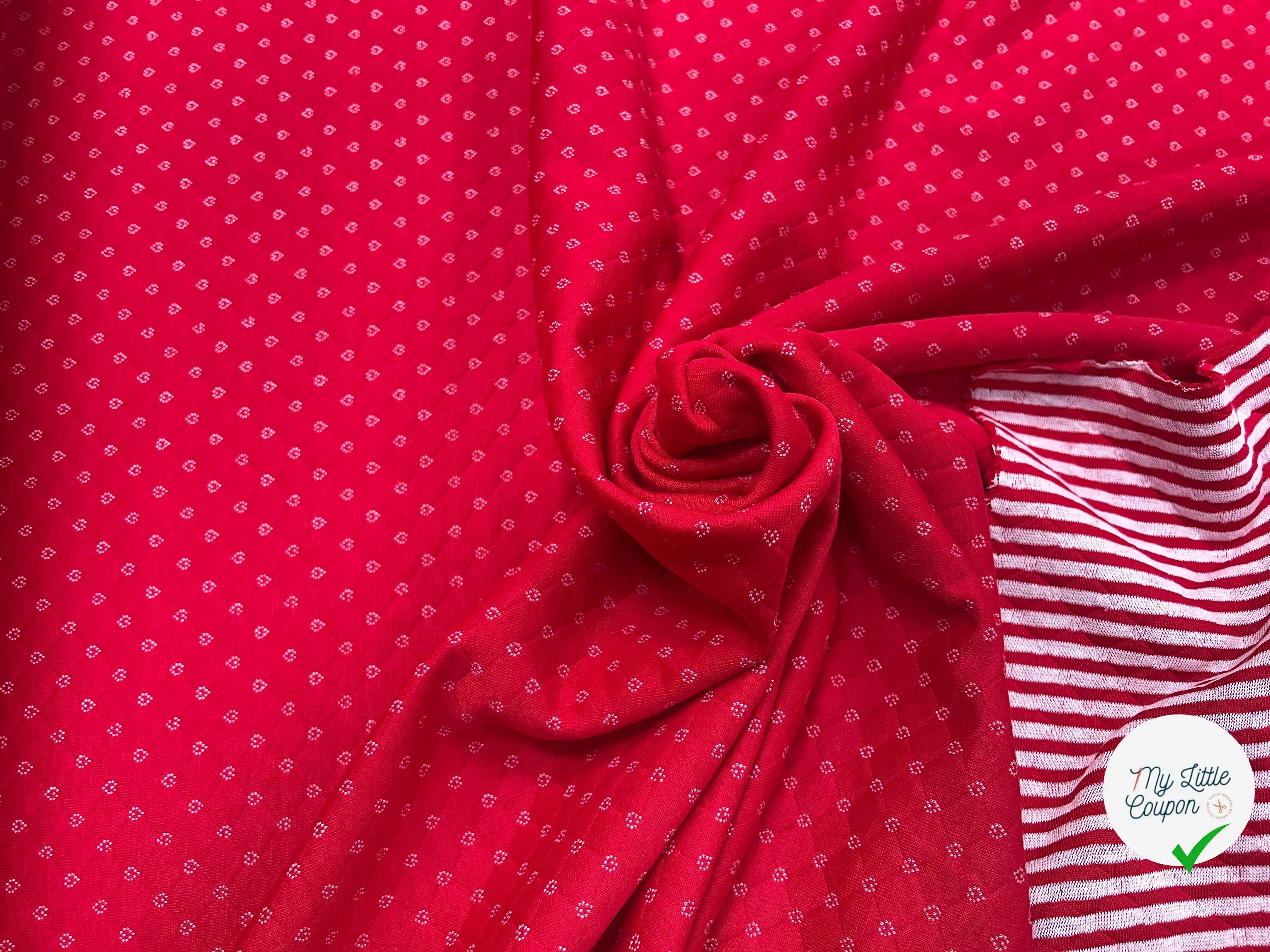 MAILLE POLYCOTON PETIT COEUR ENVERS RAYURES ROUGE - My Little Coupon