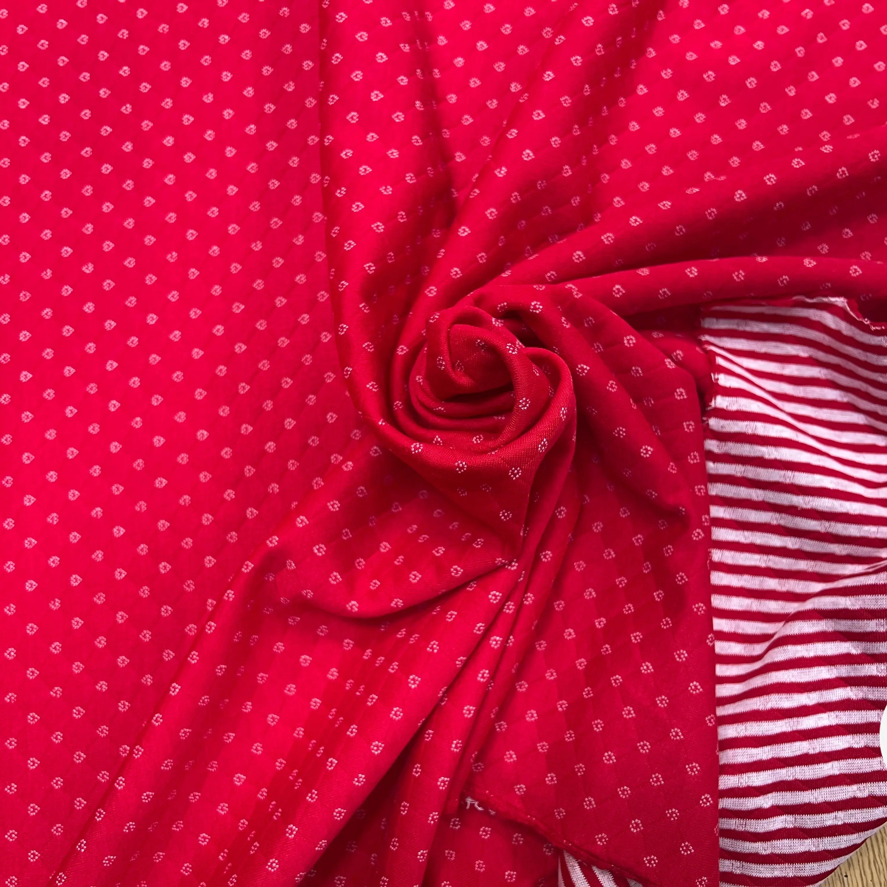 MAILLE POLYCOTON PETIT COEUR ENVERS RAYURES ROUGE - My Little Coupon