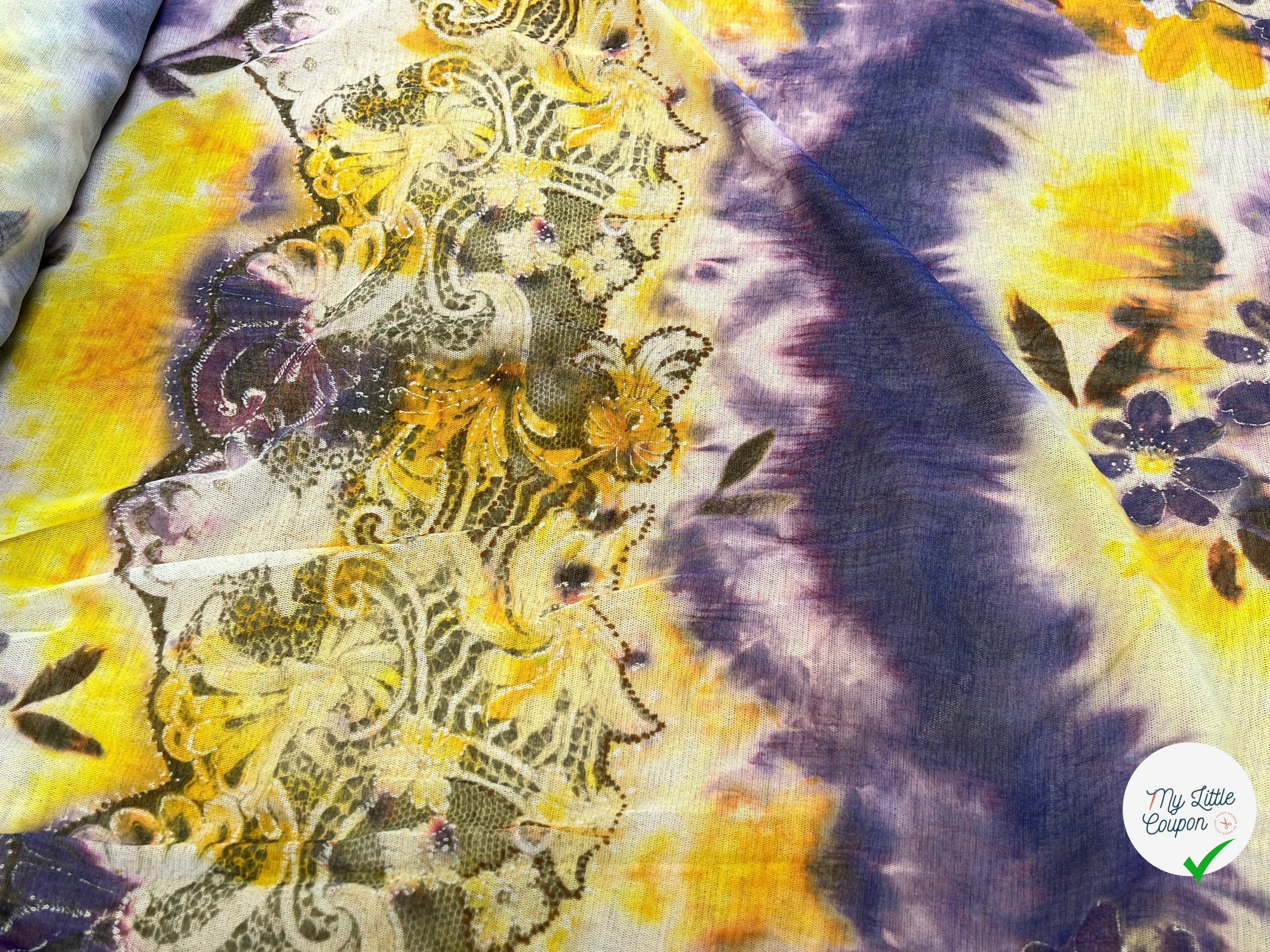 MAILLE RESILE ULTRA STRETCH FLORAL JAUNE VIOLET - My Little Coupon
