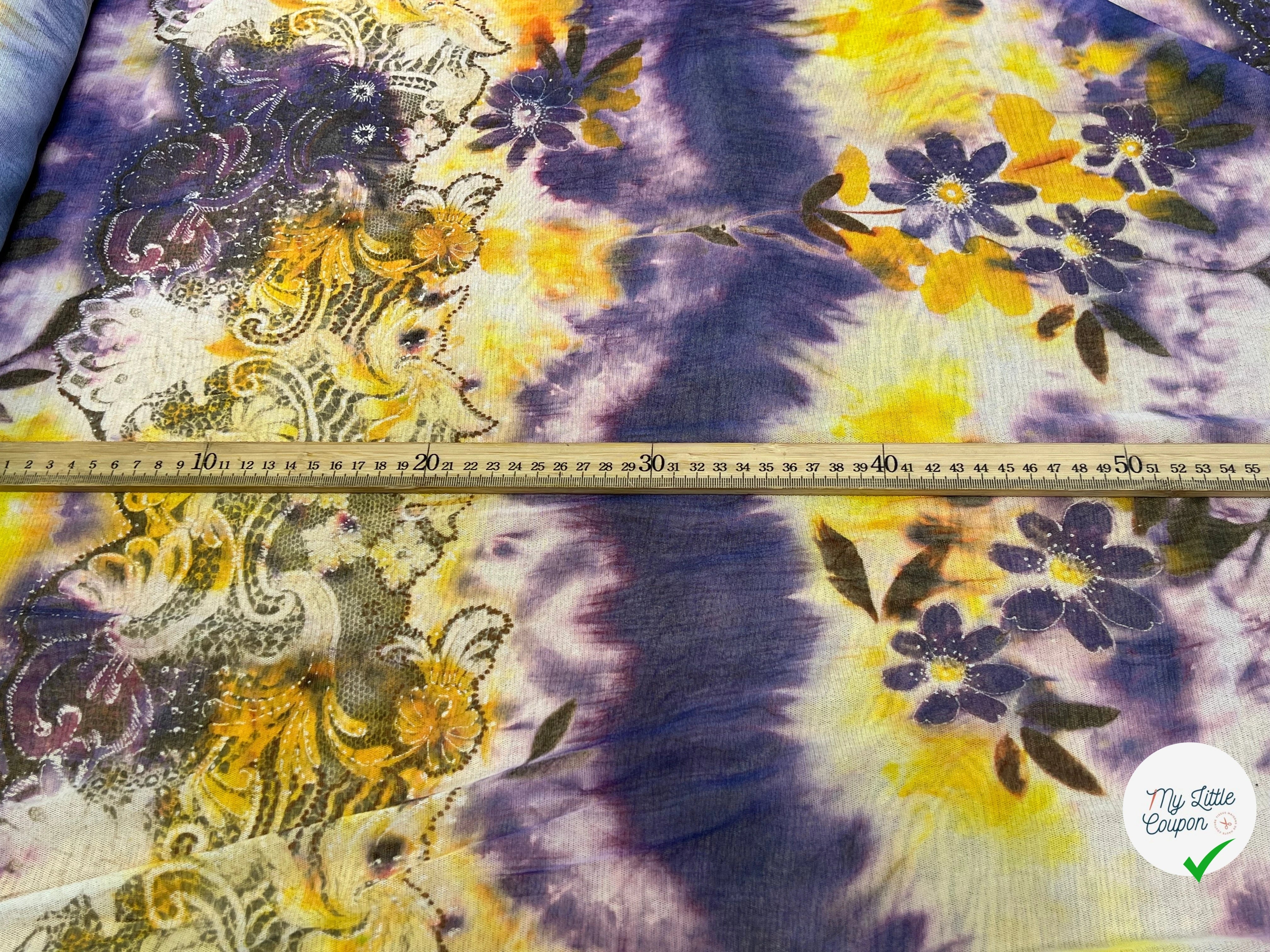 MAILLE RESILE ULTRA STRETCH FLORAL JAUNE VIOLET - My Little Coupon