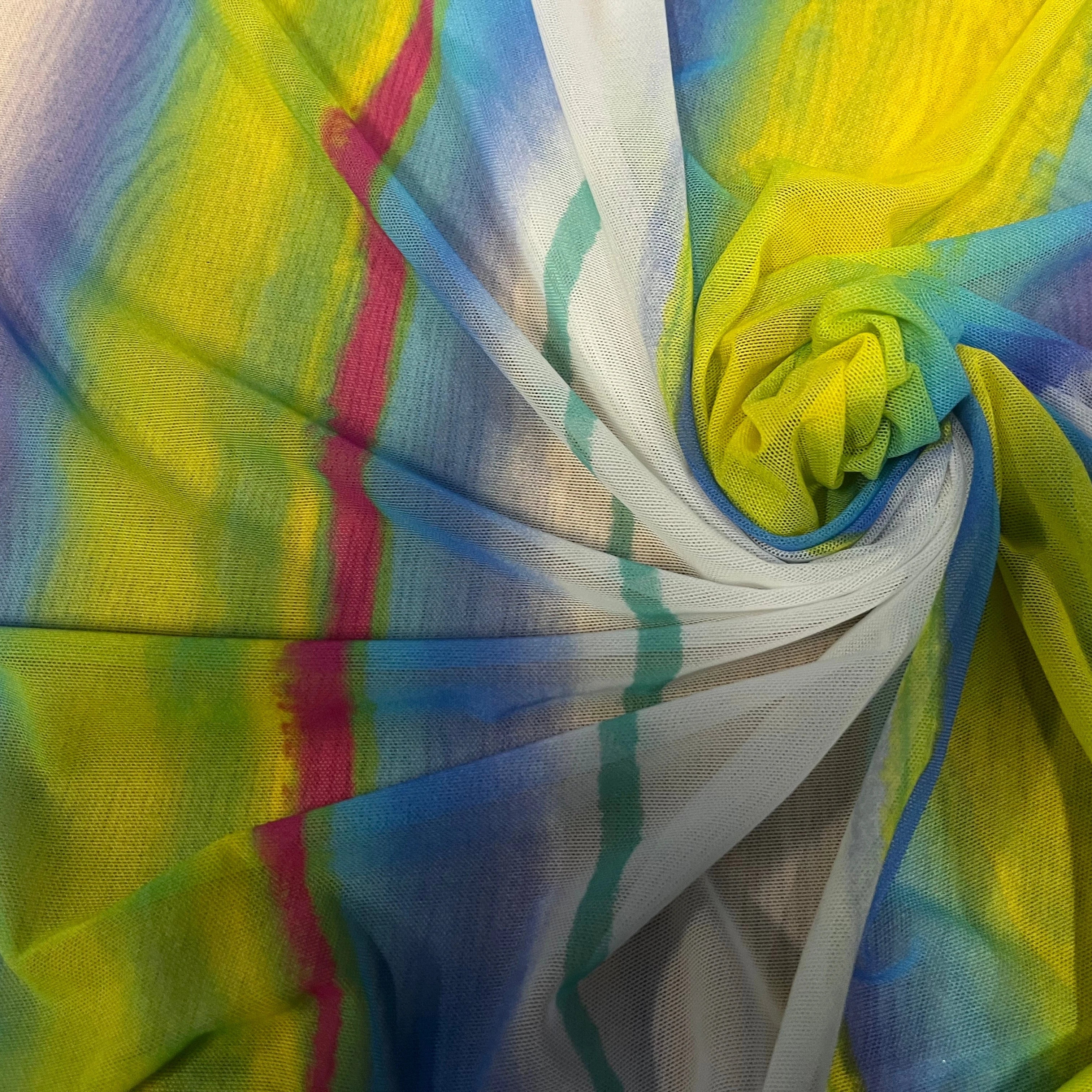 MAILLE RÉSILLE À RAYURES MULTICOLORES PERPENDICULAIRES À LA LISIÈRE - My Little Coupon