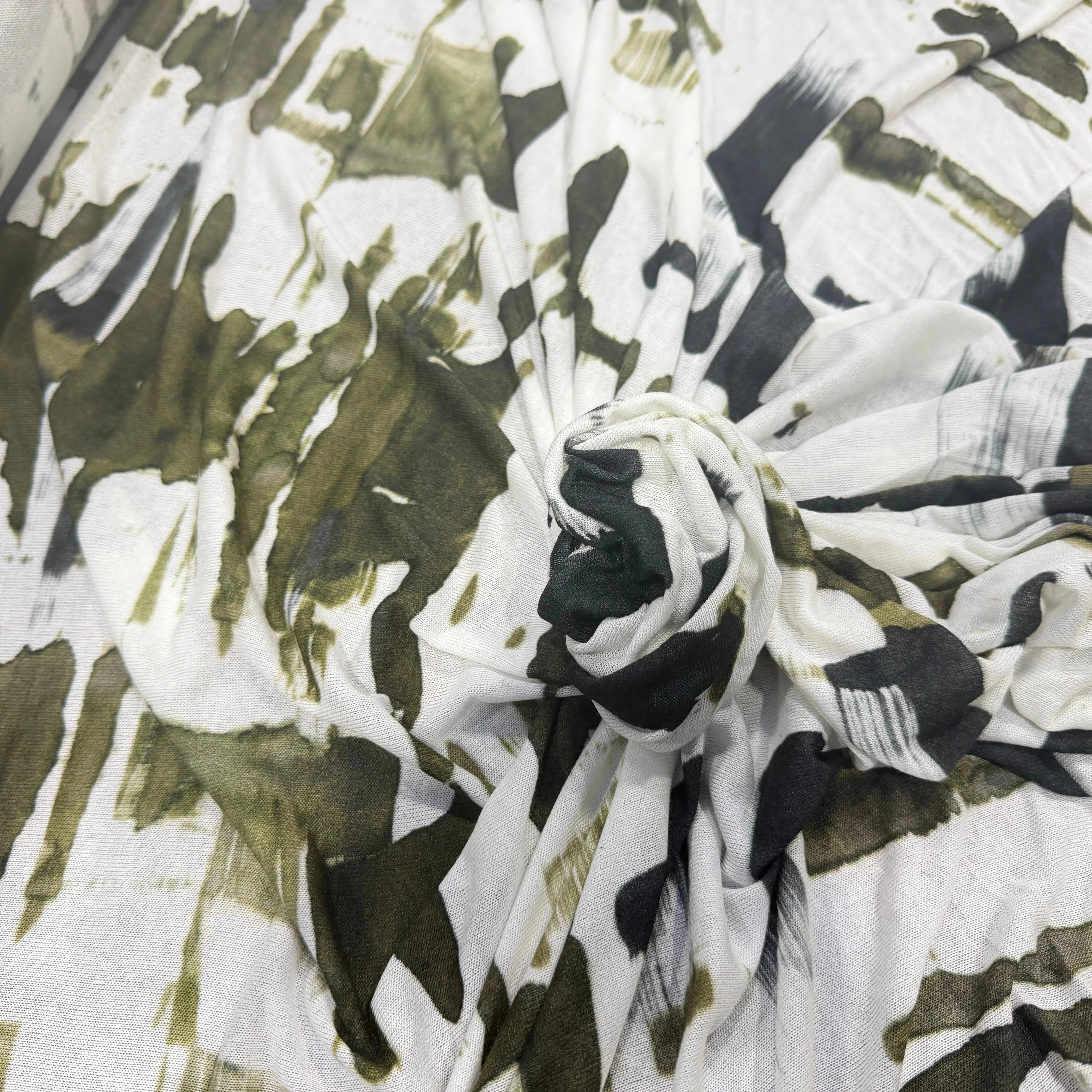 MAILLE RESILLE STRETCH KAKI BLANC - My Little Coupon