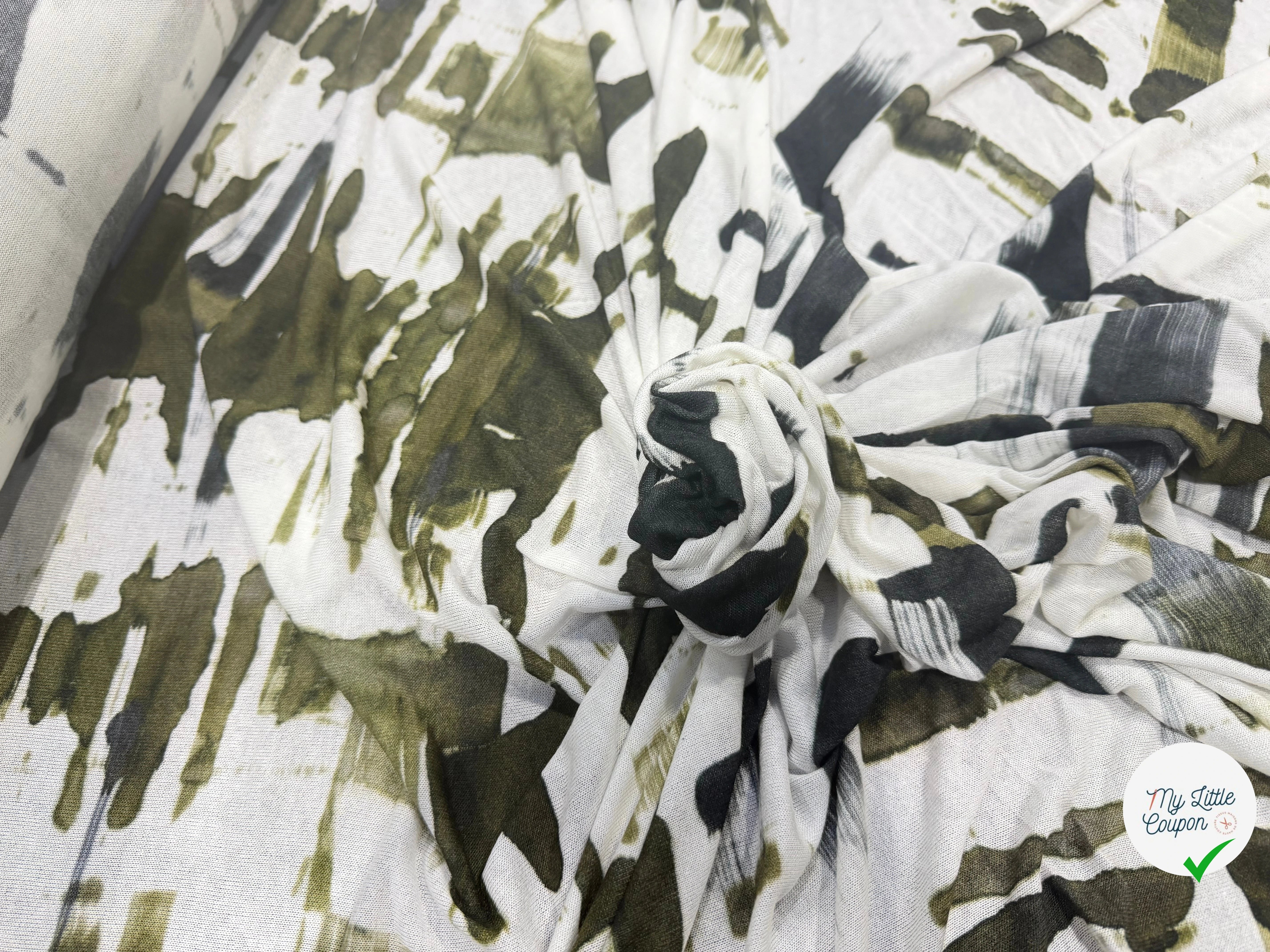 MAILLE RESILLE STRETCH KAKI BLANC - My Little Coupon