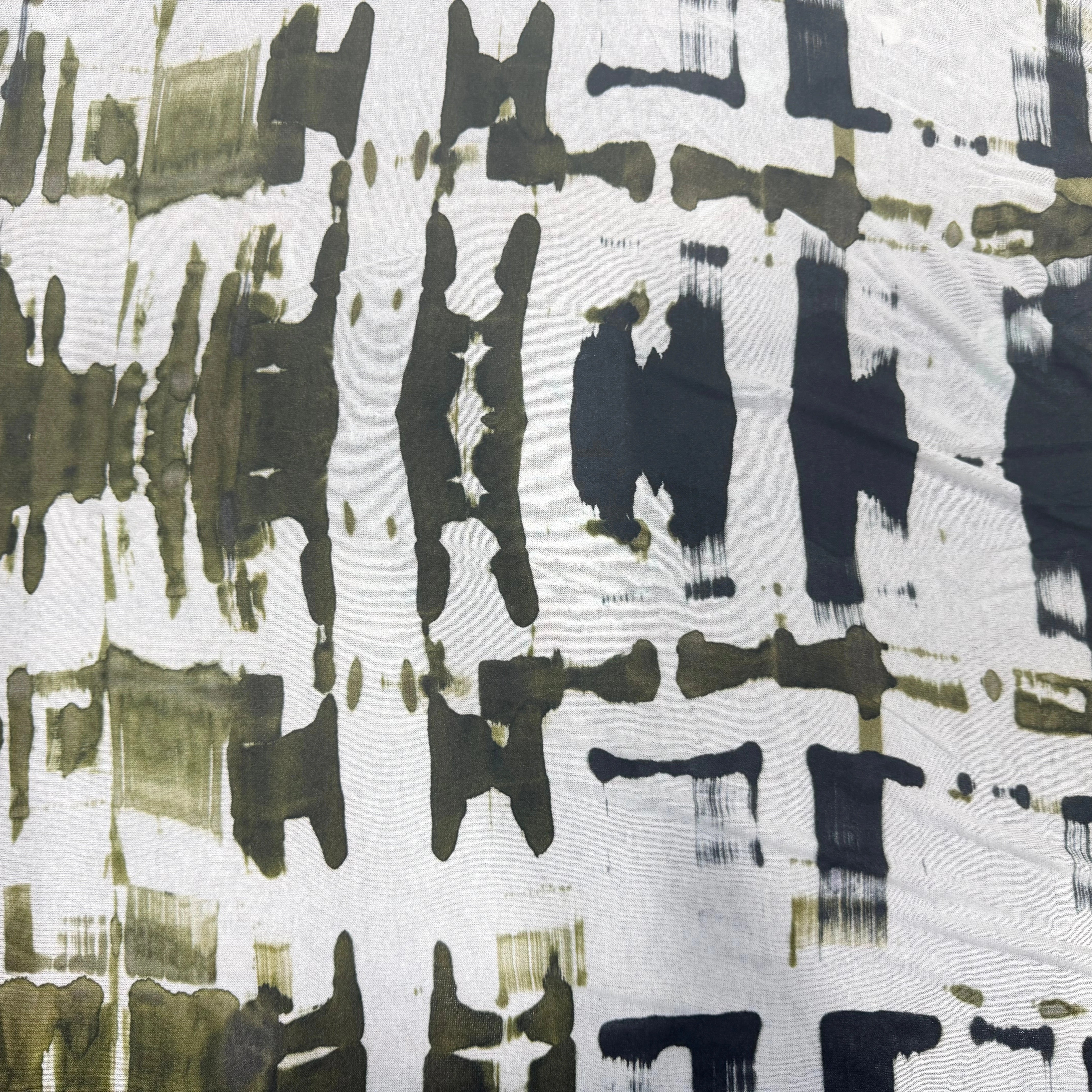 MAILLE RESILLE STRETCH KAKI BLANC - My Little Coupon