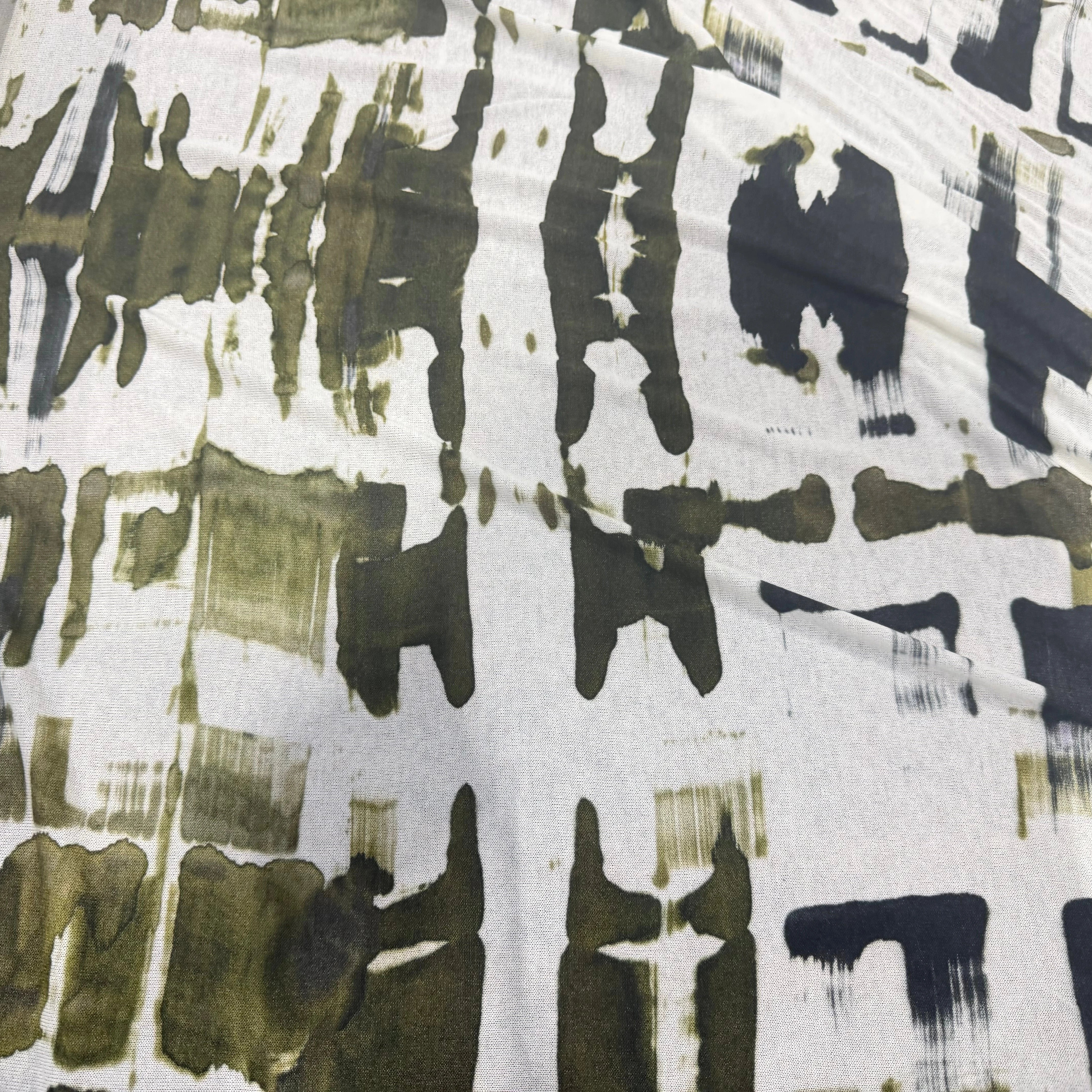 MAILLE RESILLE STRETCH KAKI BLANC - My Little Coupon