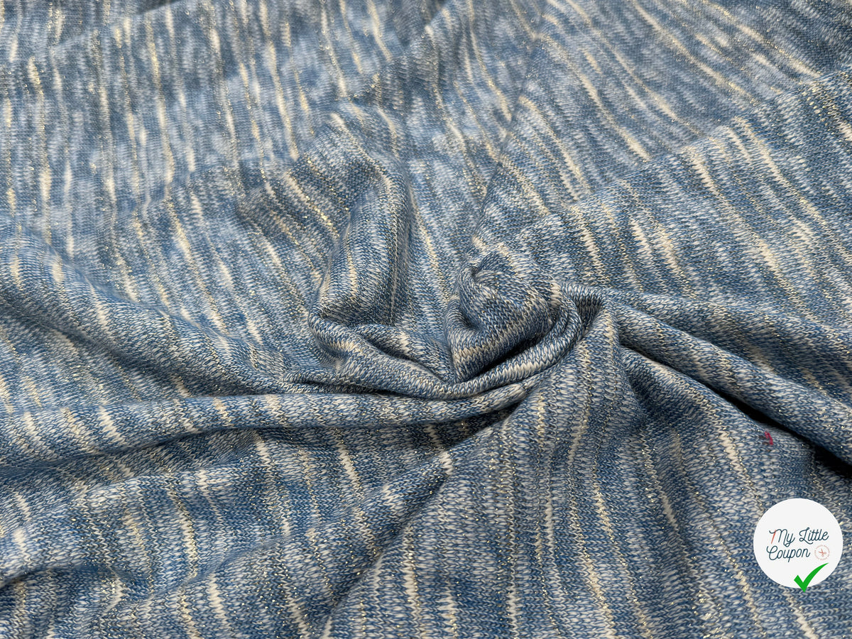 MAILLE TRICOT LÉGÈRE MOULINE BLEU ET LUREX - My Little Coupon
