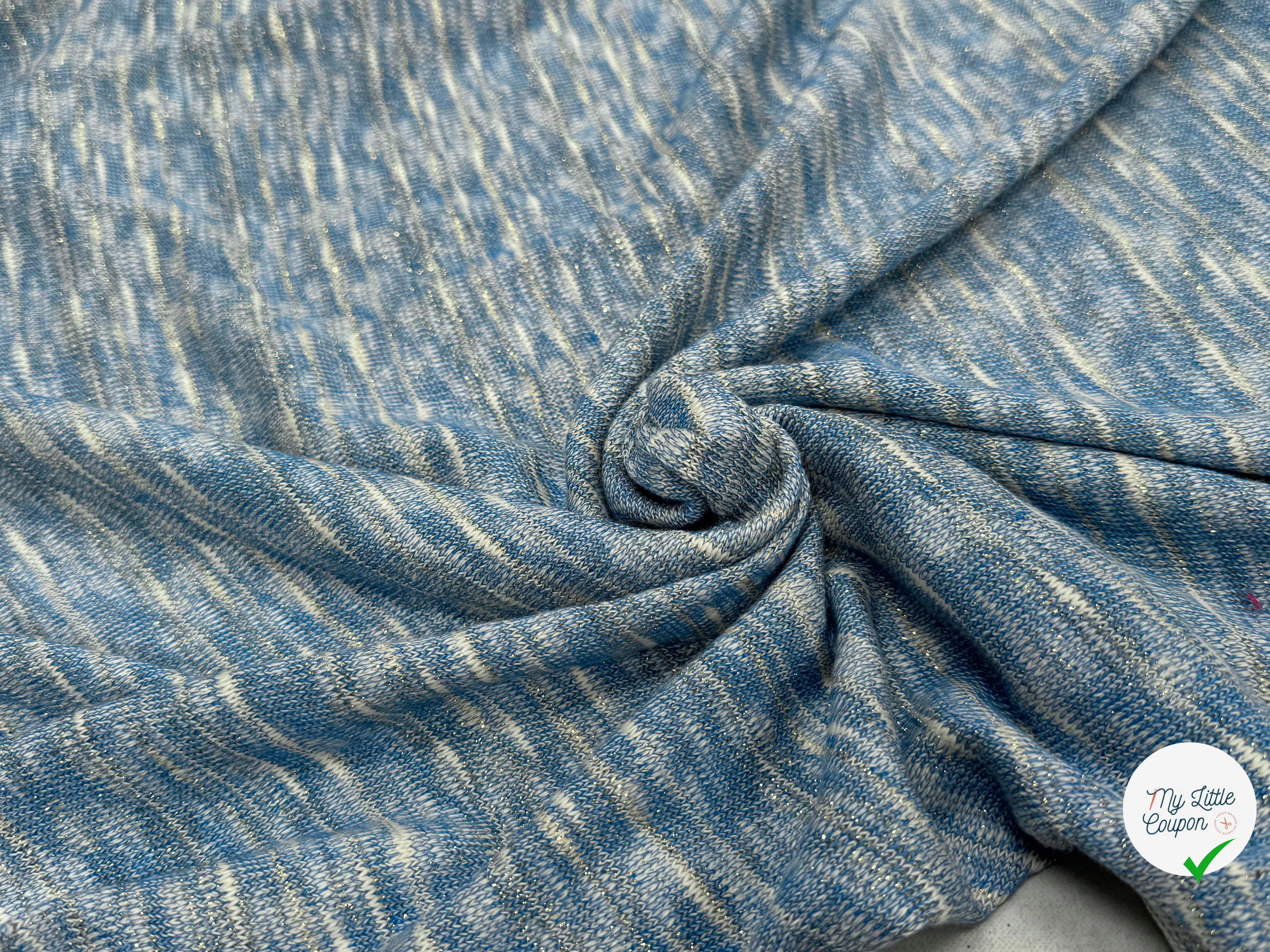 MAILLE TRICOT LÉGÈRE MOULINE BLEU ET LUREX - My Little Coupon