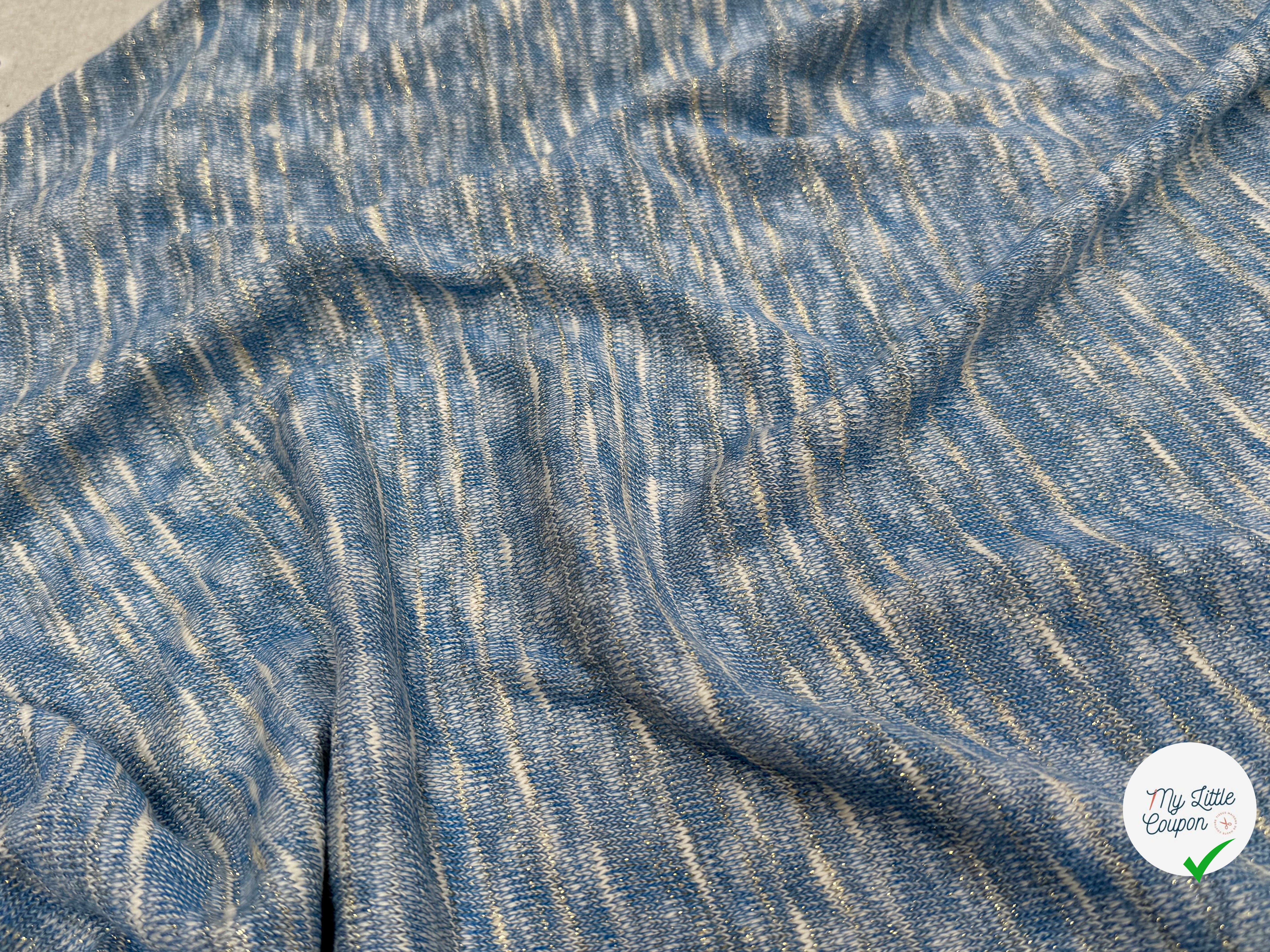 MAILLE TRICOT LÉGÈRE MOULINE BLEU ET LUREX - My Little Coupon