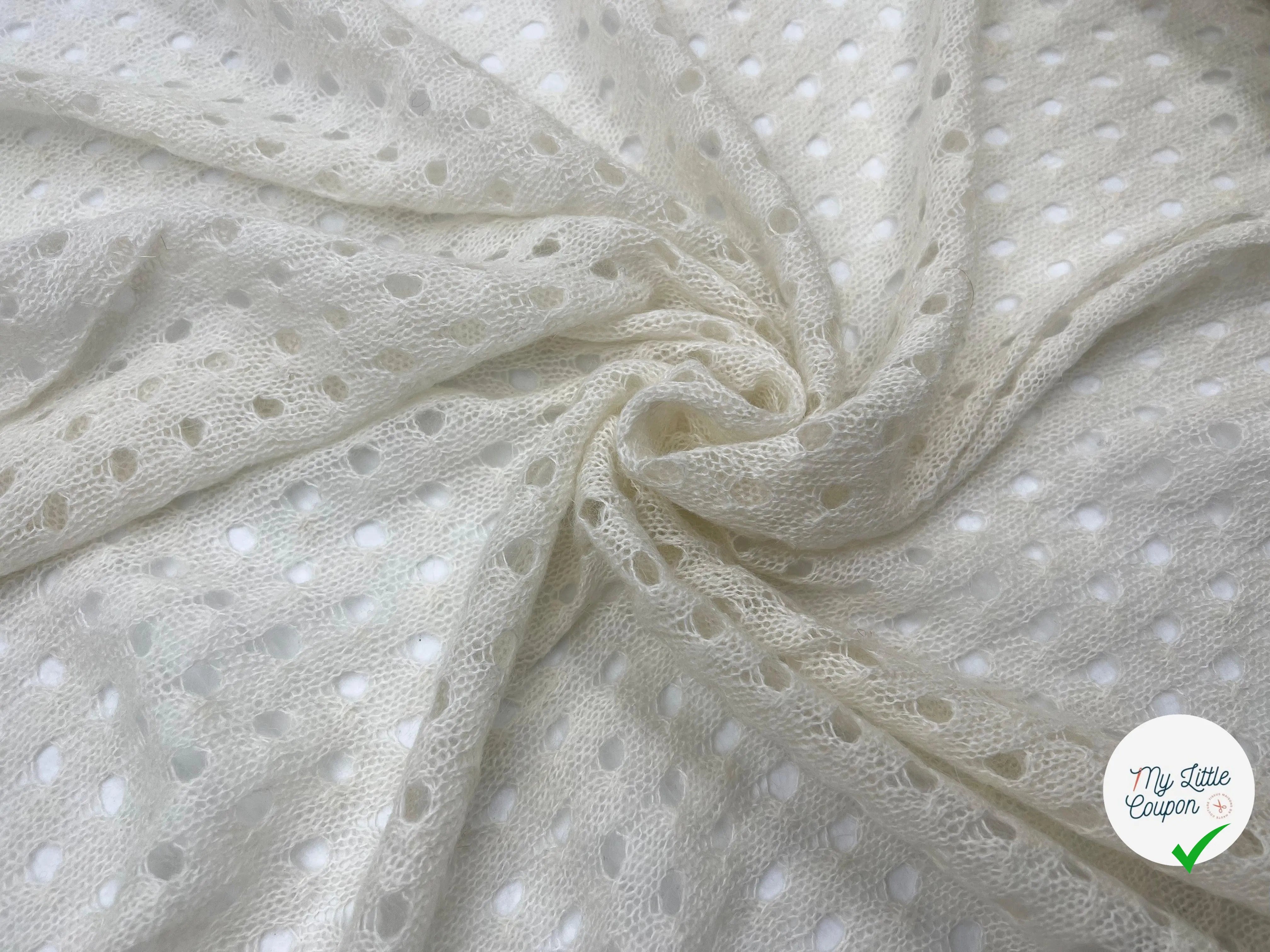 MAILLE TRICOTÉE AJOURÉE BLANC - My Little Coupon - tissu - coudre