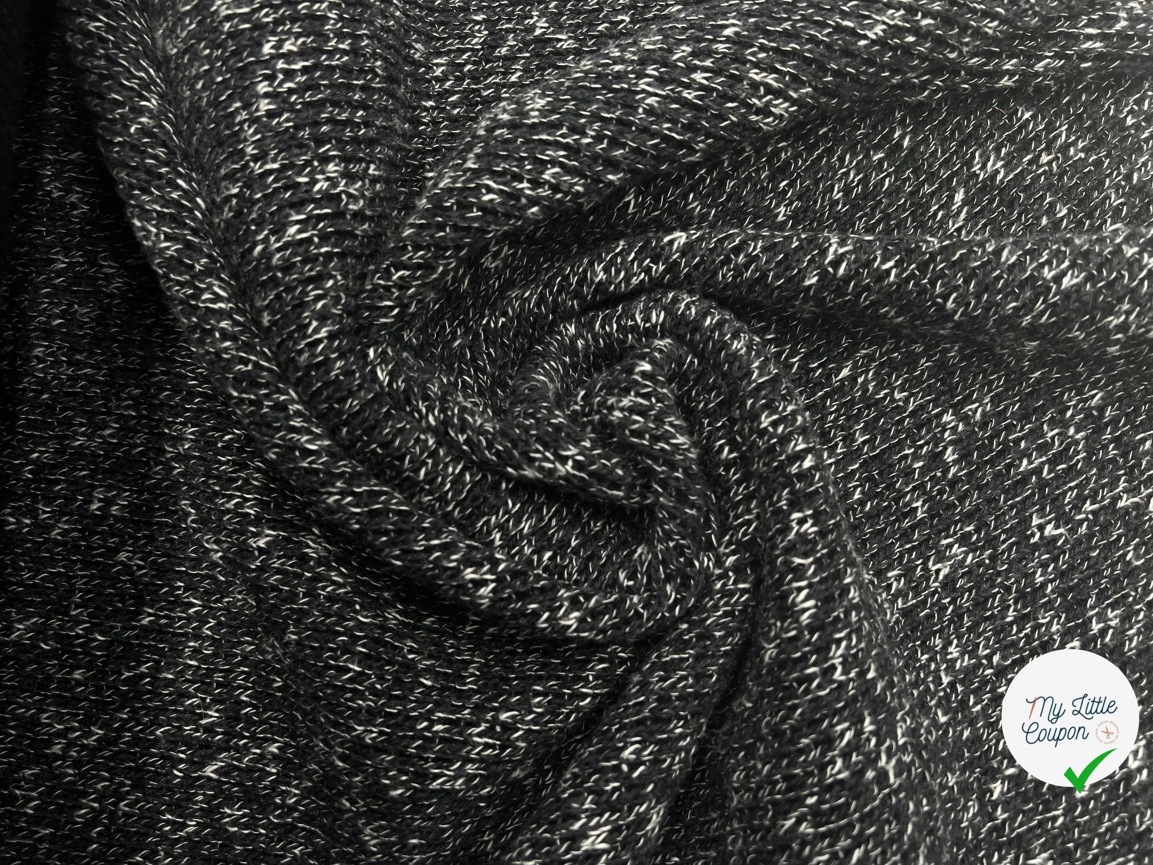 MAILLE TRICOTÉE LOURDE GRIS BLANC - coupon de tissu de 3 mètres - My Little Coupon - tissu - coudre