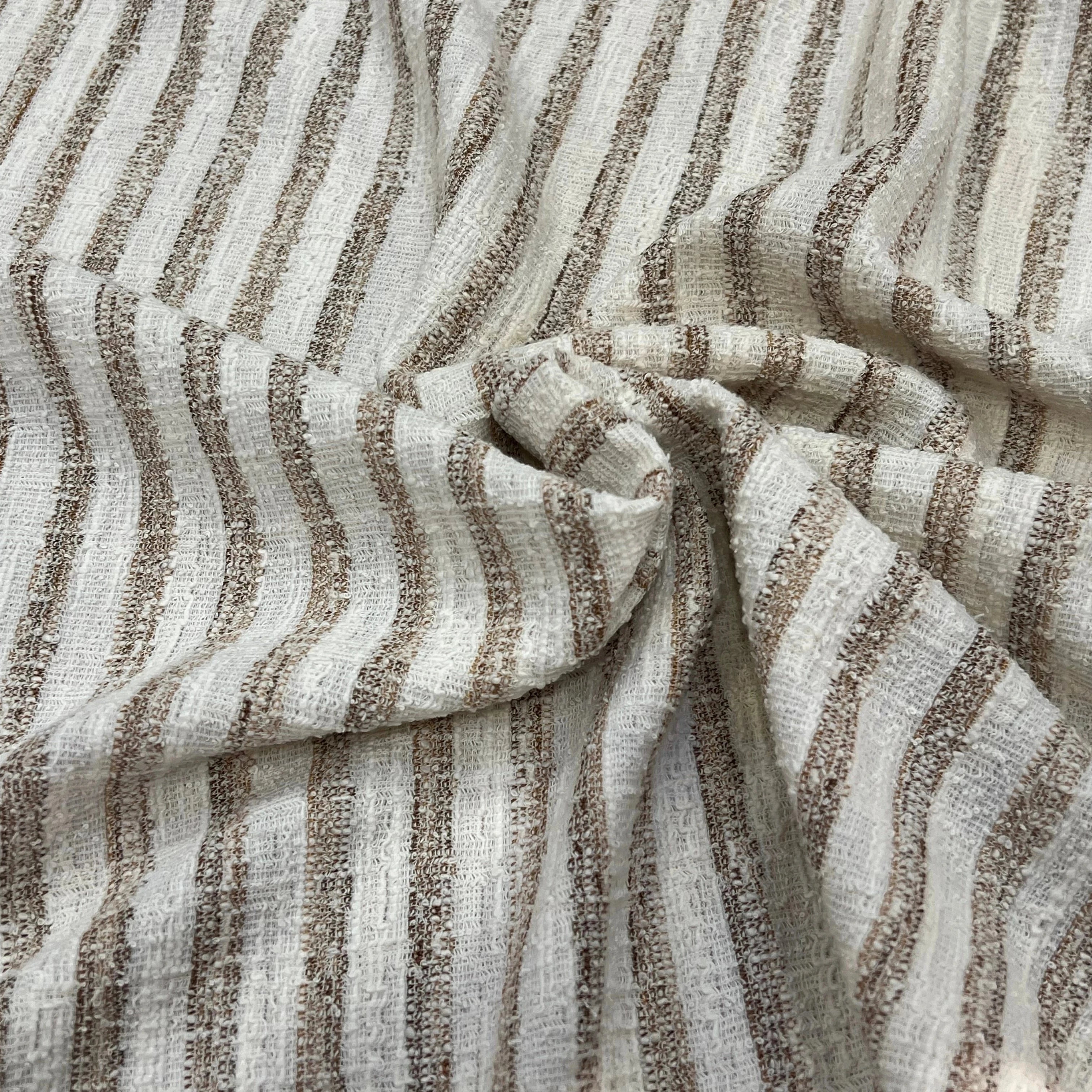 MAILLE TRICOTÉE STRETCH À RAYURES BEIGE MARRONÉ - My Little Coupon