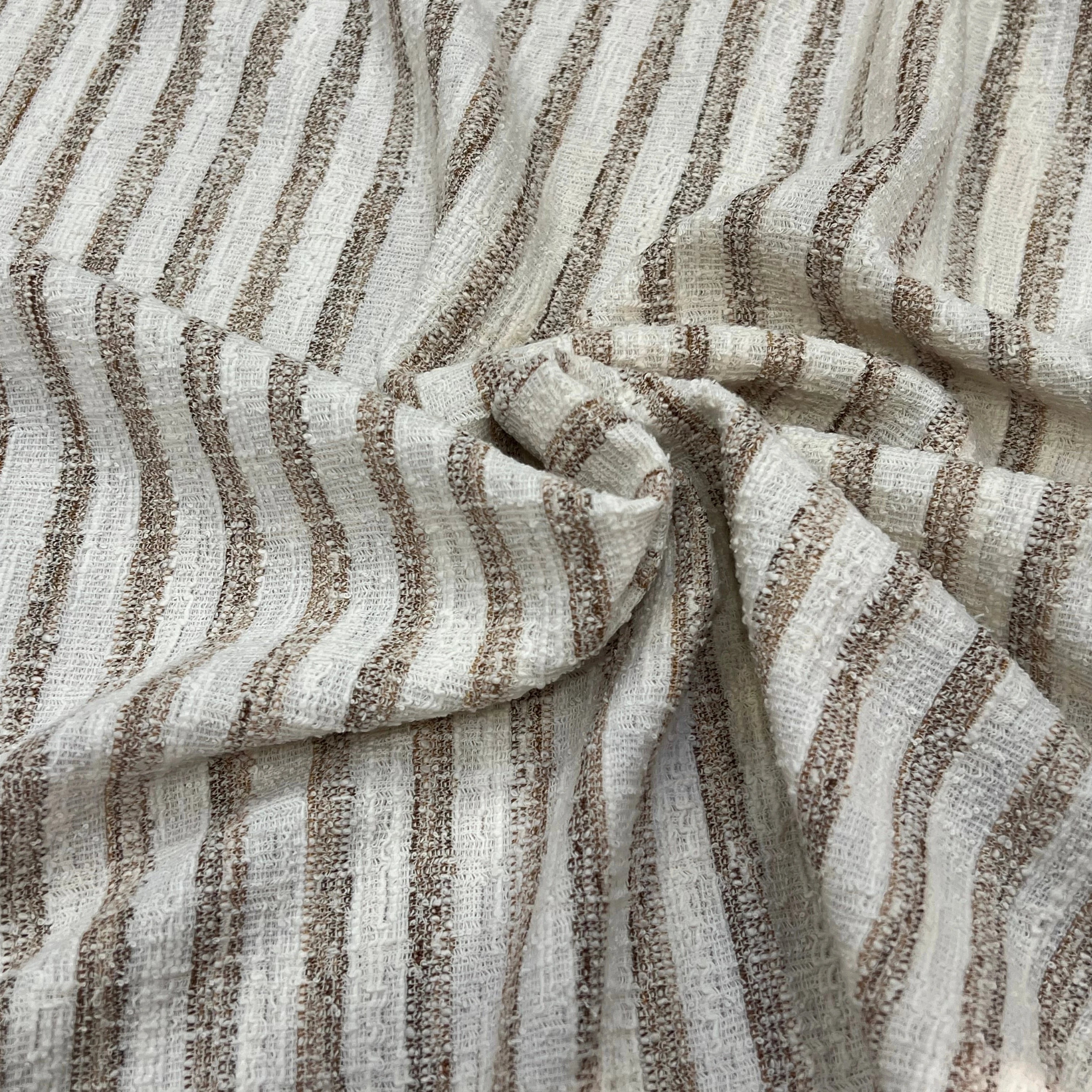 MAILLE TRICOTÉE STRETCH À RAYURES BEIGE MARRONÉ - My Little Coupon