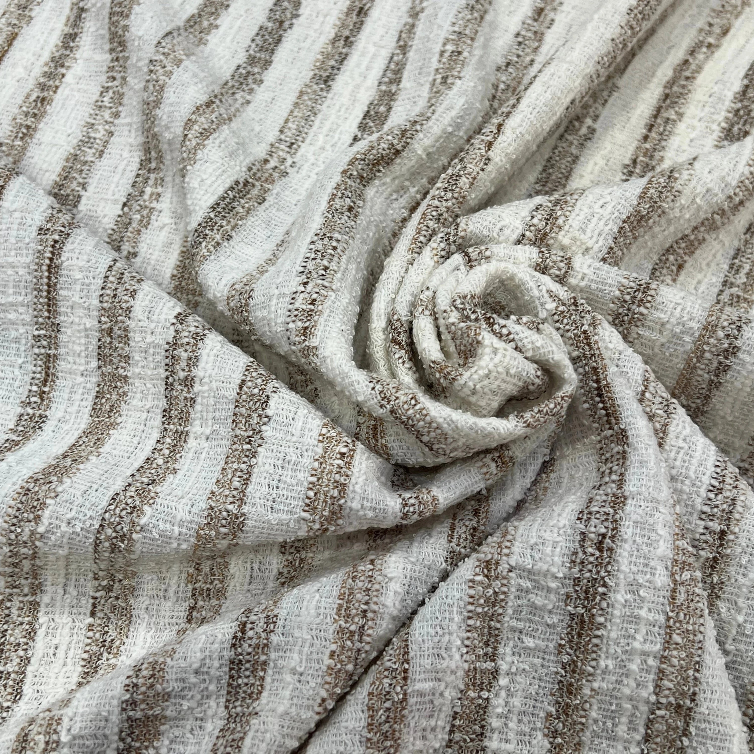 MAILLE TRICOTÉE STRETCH À RAYURES BEIGE MARRONÉ - My Little Coupon