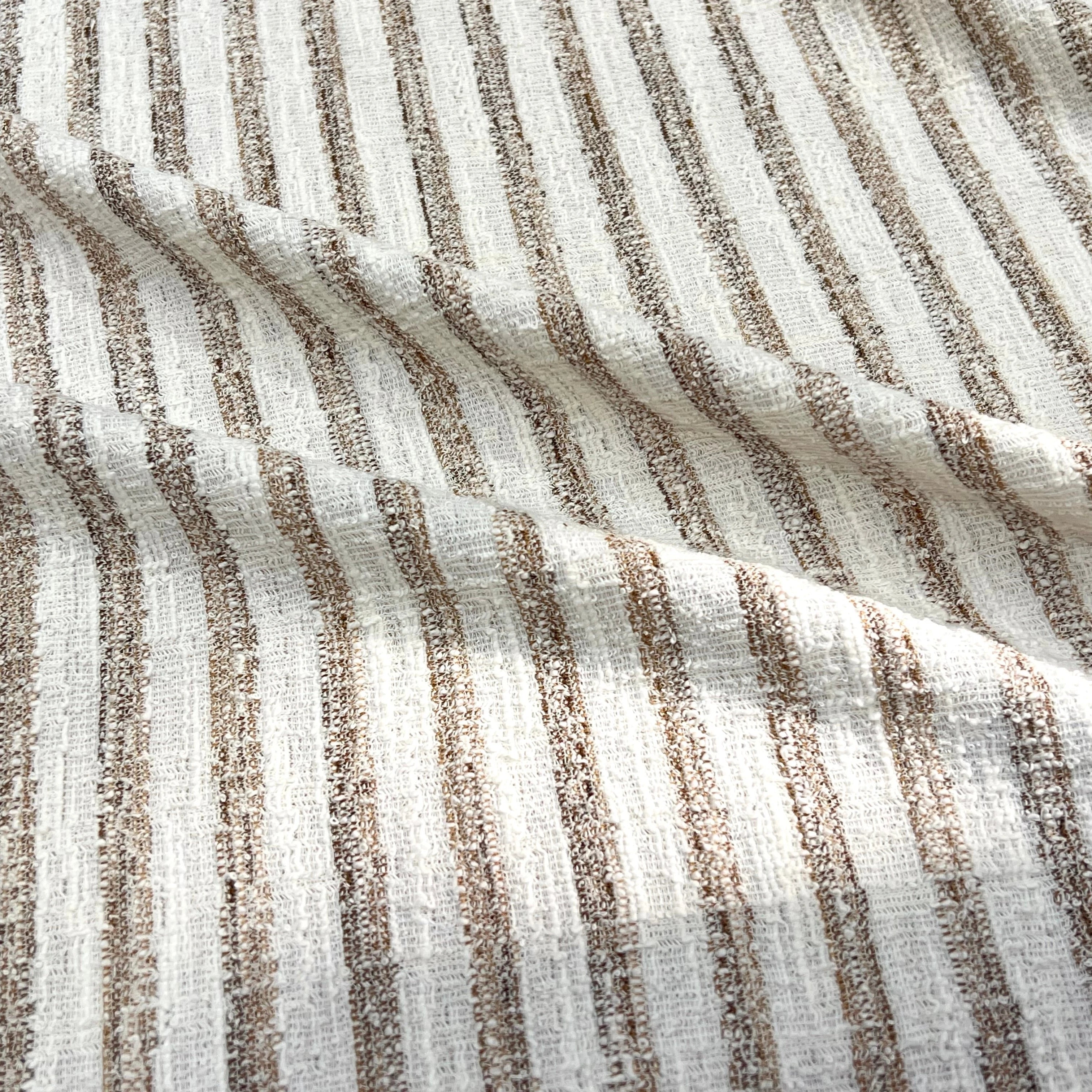 MAILLE TRICOTÉE STRETCH À RAYURES BEIGE MARRONÉ - My Little Coupon