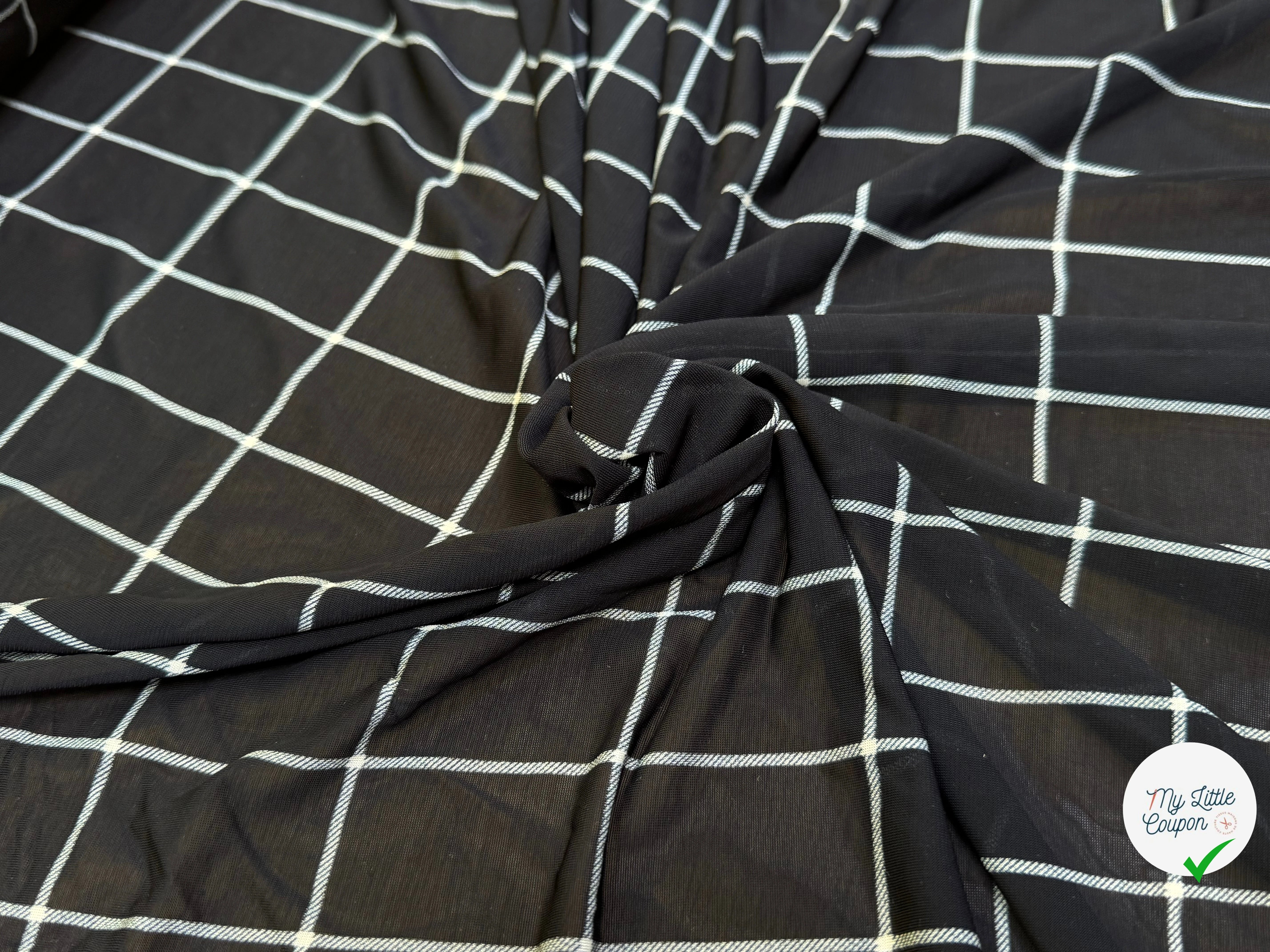 MAILLE VISCOSE FINE ET FLUIDE NOIR À CARREAUX - My Little Coupon