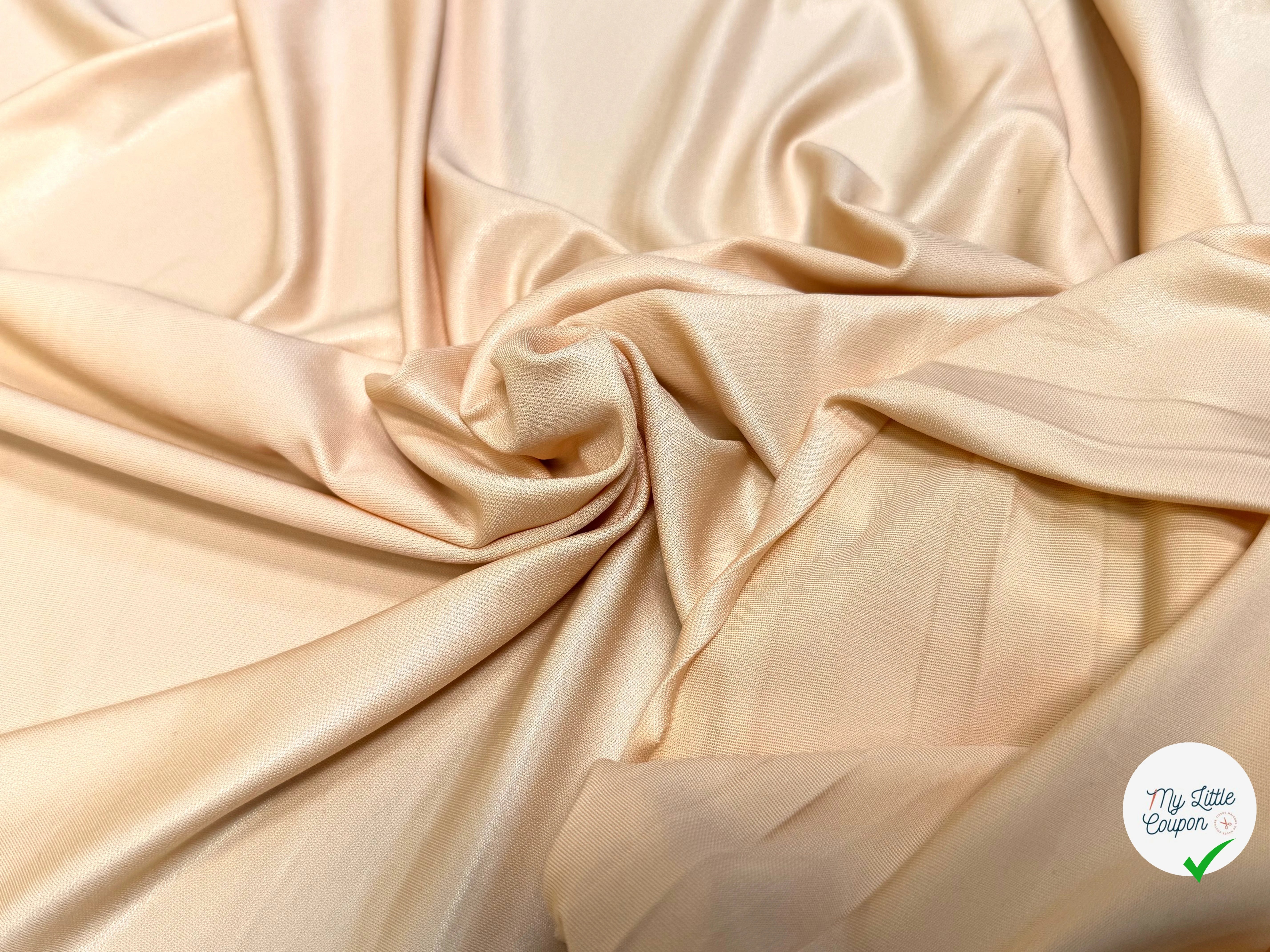 MAILLE VISCOSE LOURDE CREPÉE LÉGÈREMENT SATINÉ PÊCHE - My Little Coupon