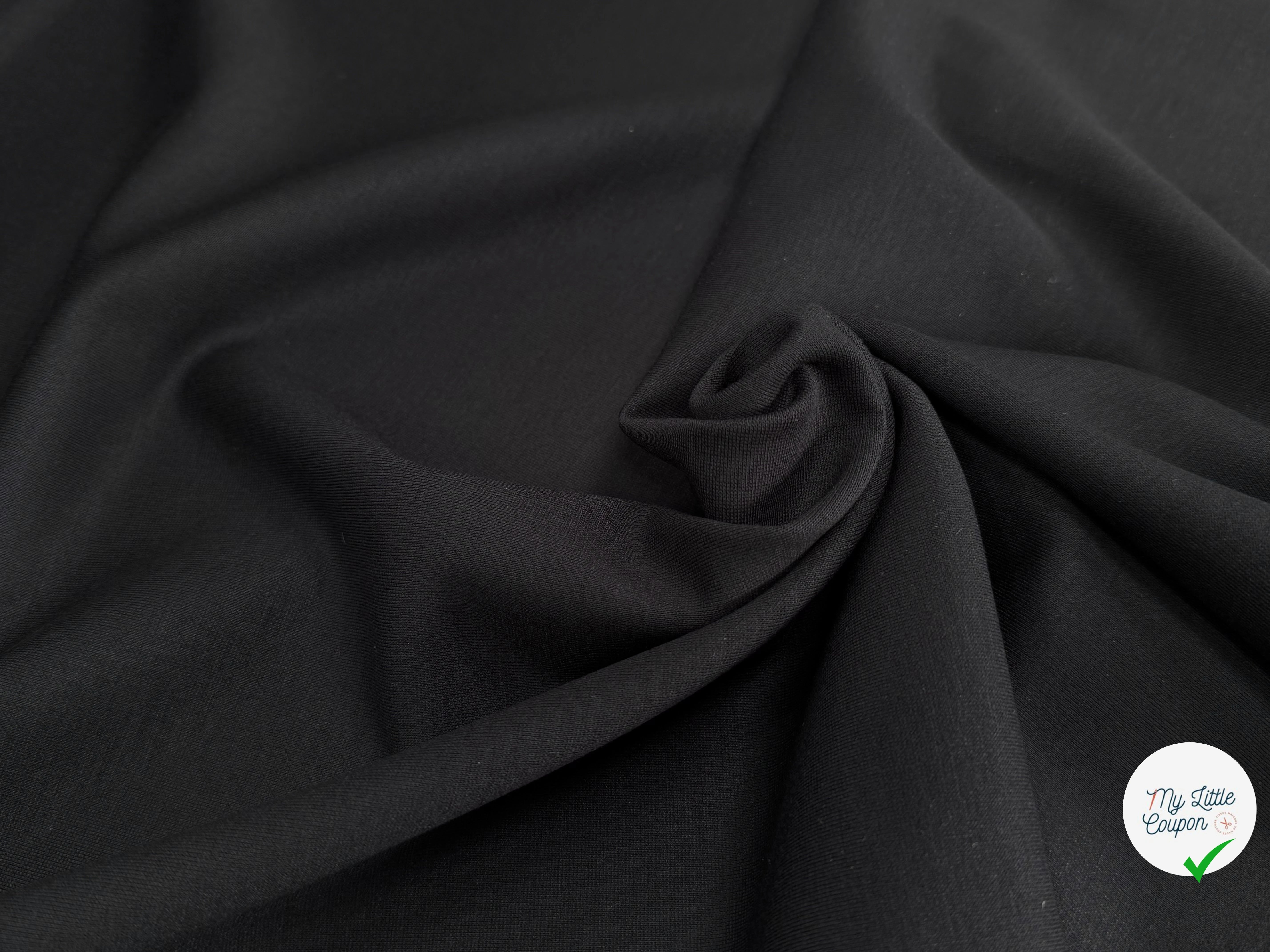 MAILLE VISCOSE LOURDE ULTRA STRETCH NOIR TRÈS BELLE TENUE 92% VISCOSE - My Little Coupon