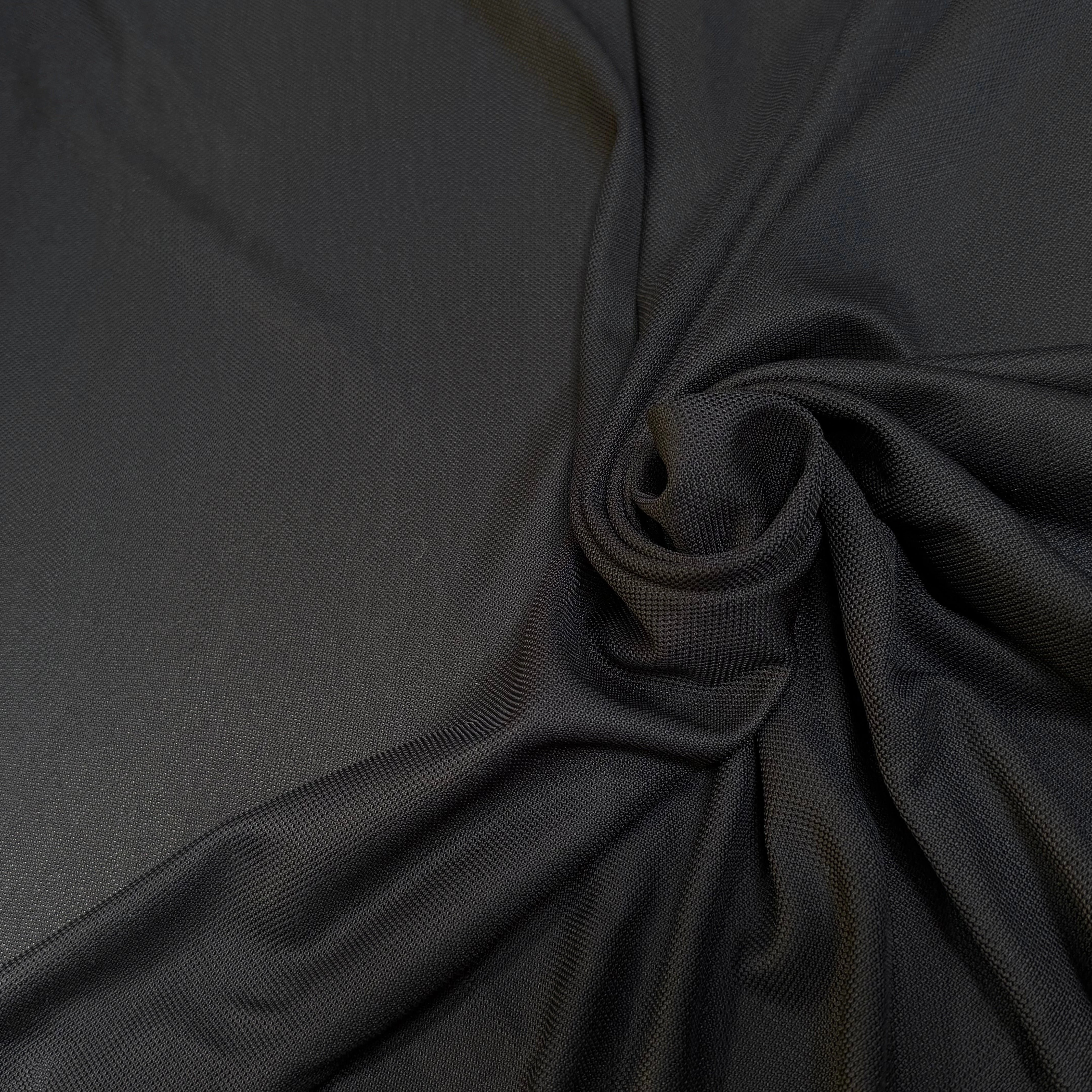 MAILLE VISCOSE PIQUET ULTRA STRETCH NOIR - My Little Coupon