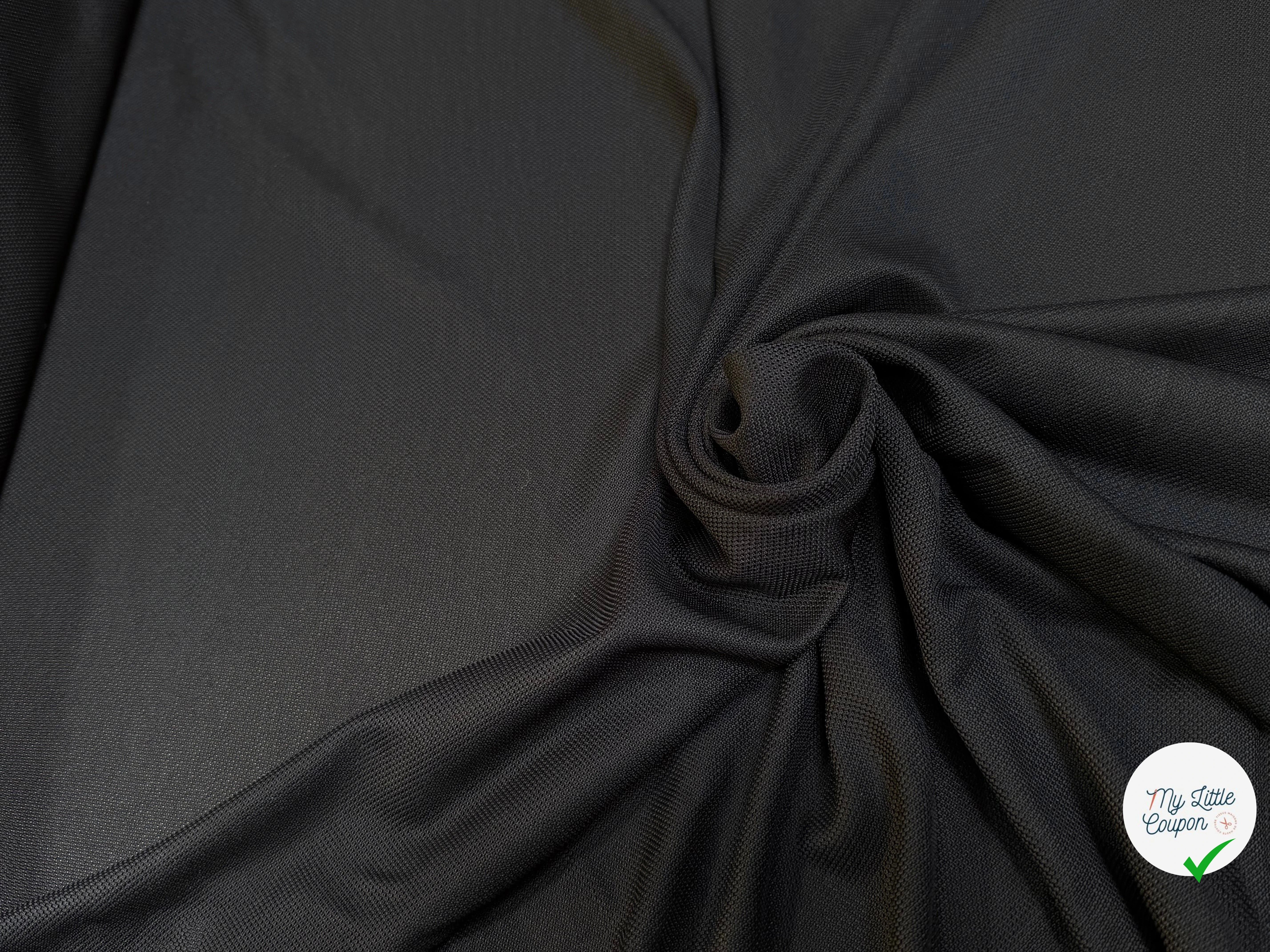MAILLE VISCOSE PIQUET ULTRA STRETCH NOIR - My Little Coupon